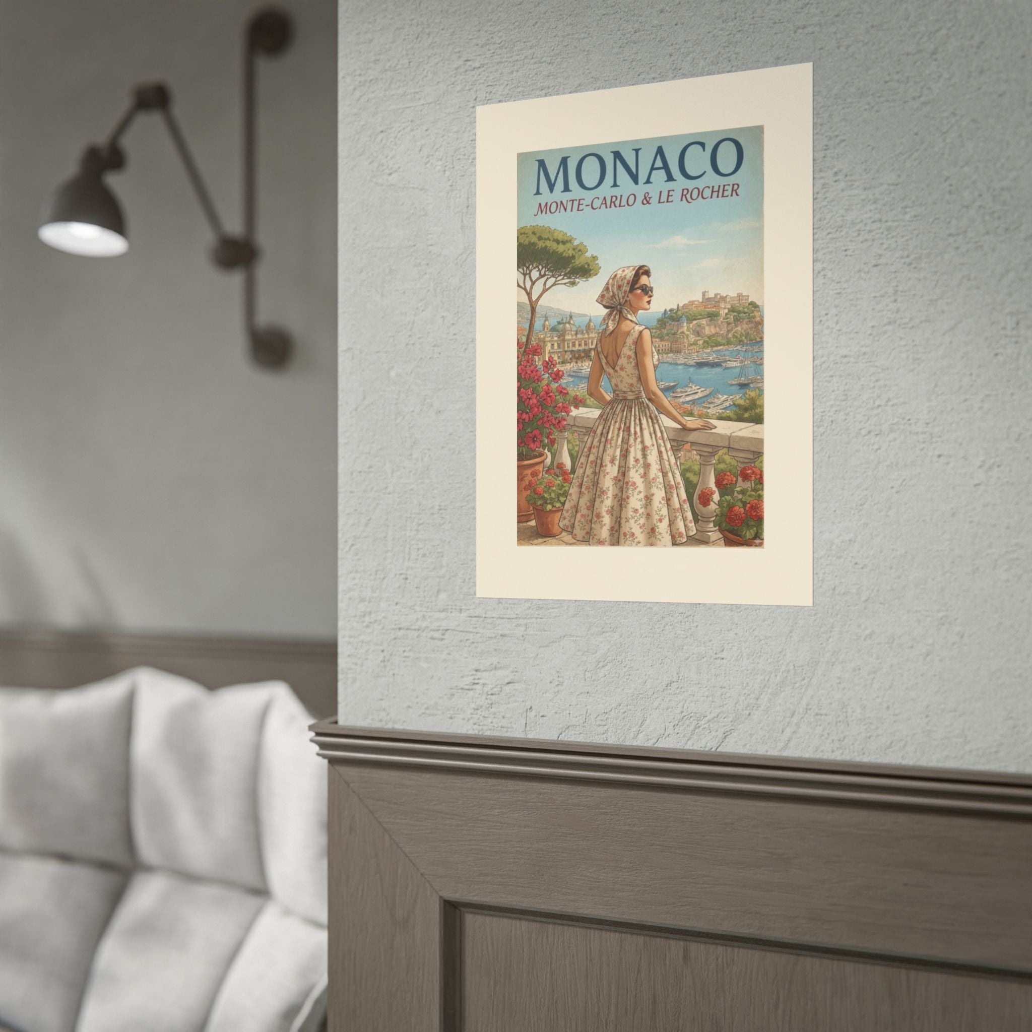 Monaco Poster, Vintage Riviera Travel Print, Monte Carlo Wall Art, Retro French Riviera Poster, Mid Century Travel Art, Solen