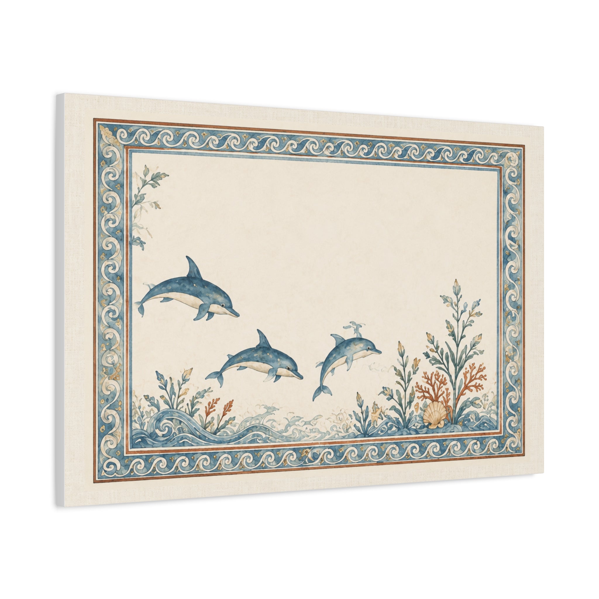 Mediterranean Dolphin Coastal Wall Art | Vintage Ocean Botanical Print | Solen