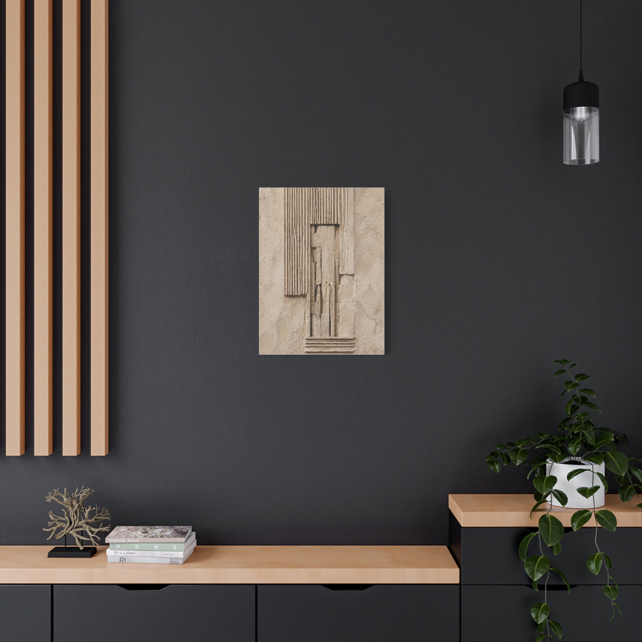 Abstract Textured Relief Canvas Wall Art, Neutral Beige Sculpture Panel Print, Modern Minimalist Decor, Organic Shape Art, Solen