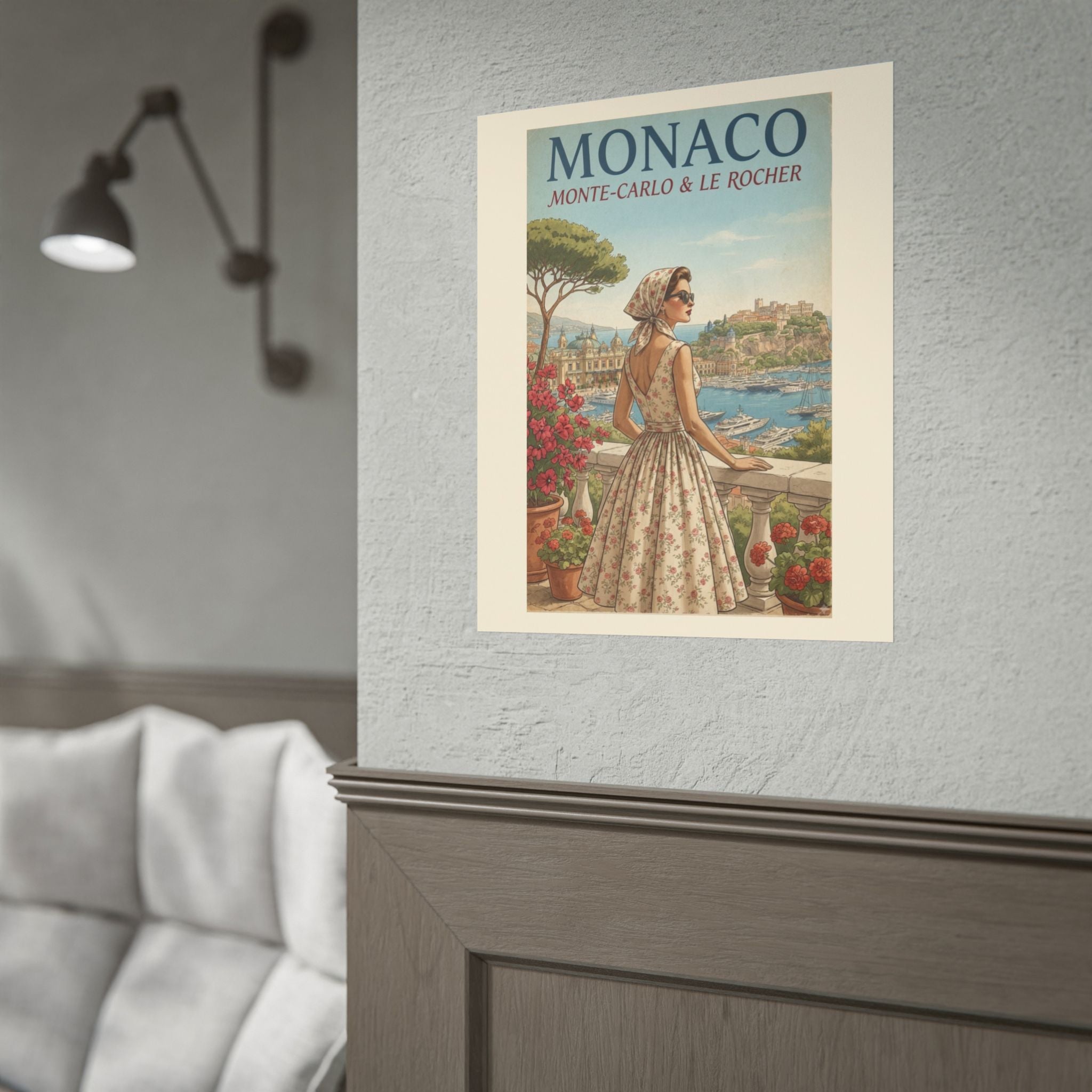Monaco Poster, Vintage Riviera Travel Print, Monte Carlo Wall Art, Retro French Riviera Poster, Mid Century Travel Art, Solen