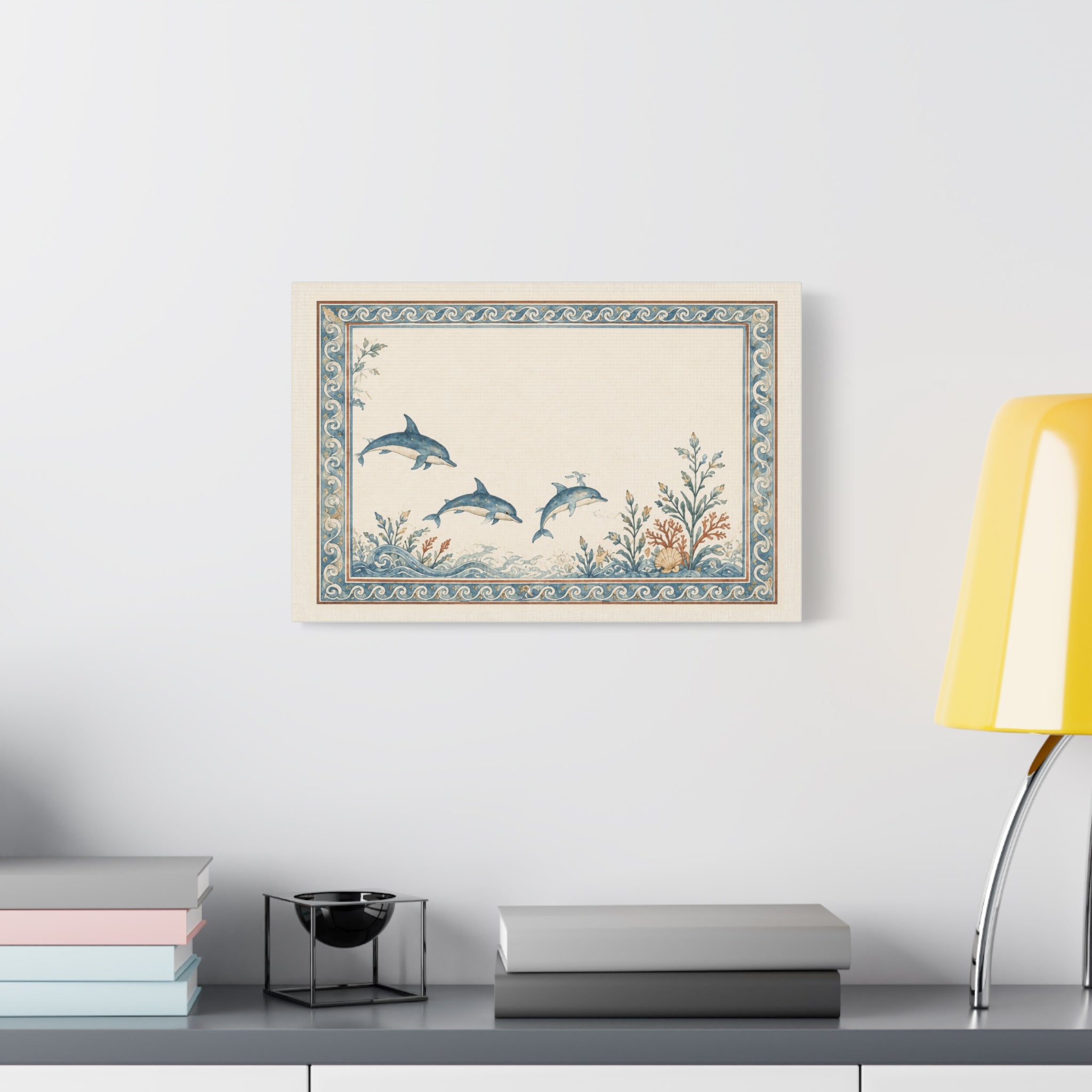 Mediterranean Dolphin Coastal Wall Art | Vintage Ocean Botanical Print | Solen