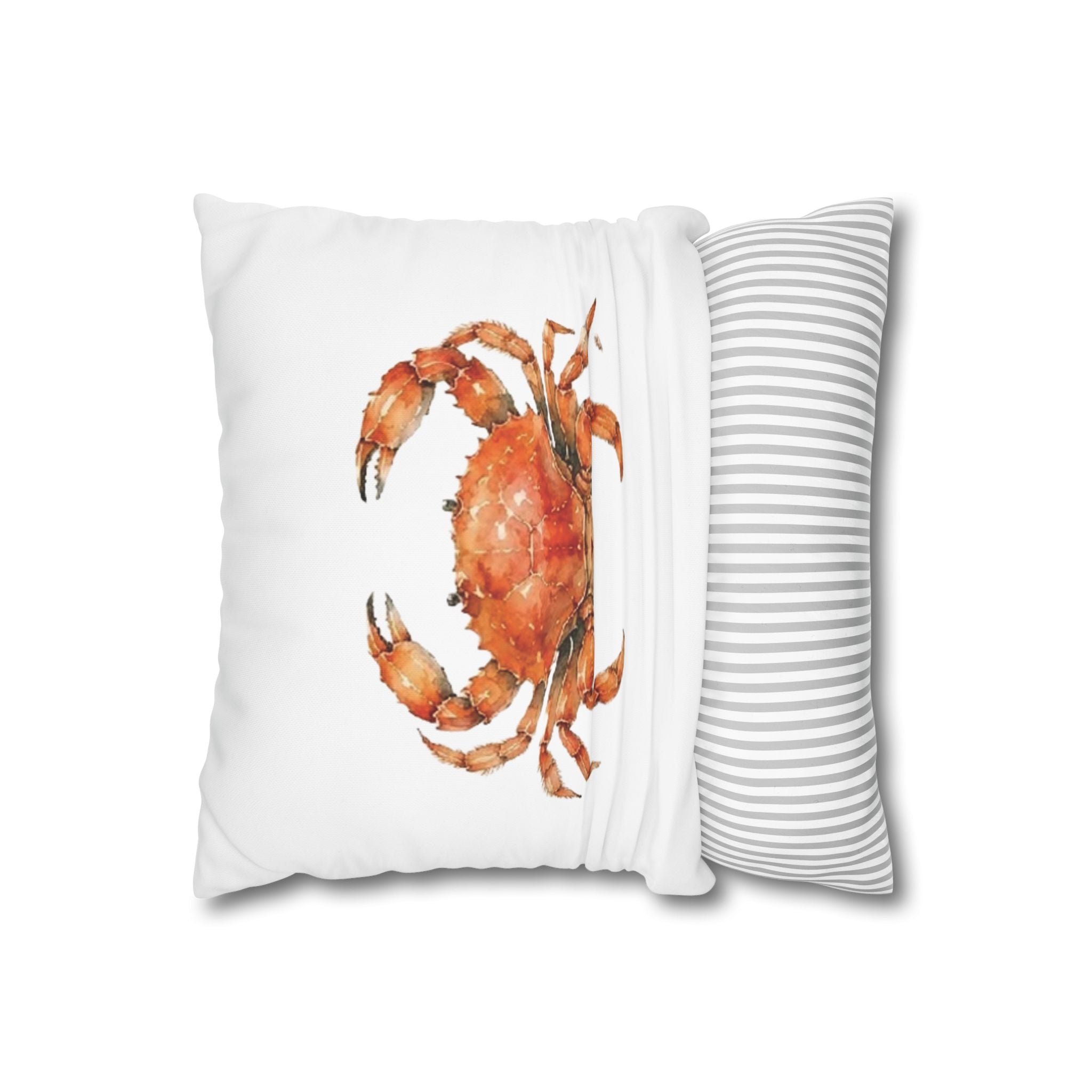 Crab Watercolor Throw Pillowcase — Coastal Beach Home Decor - Solen