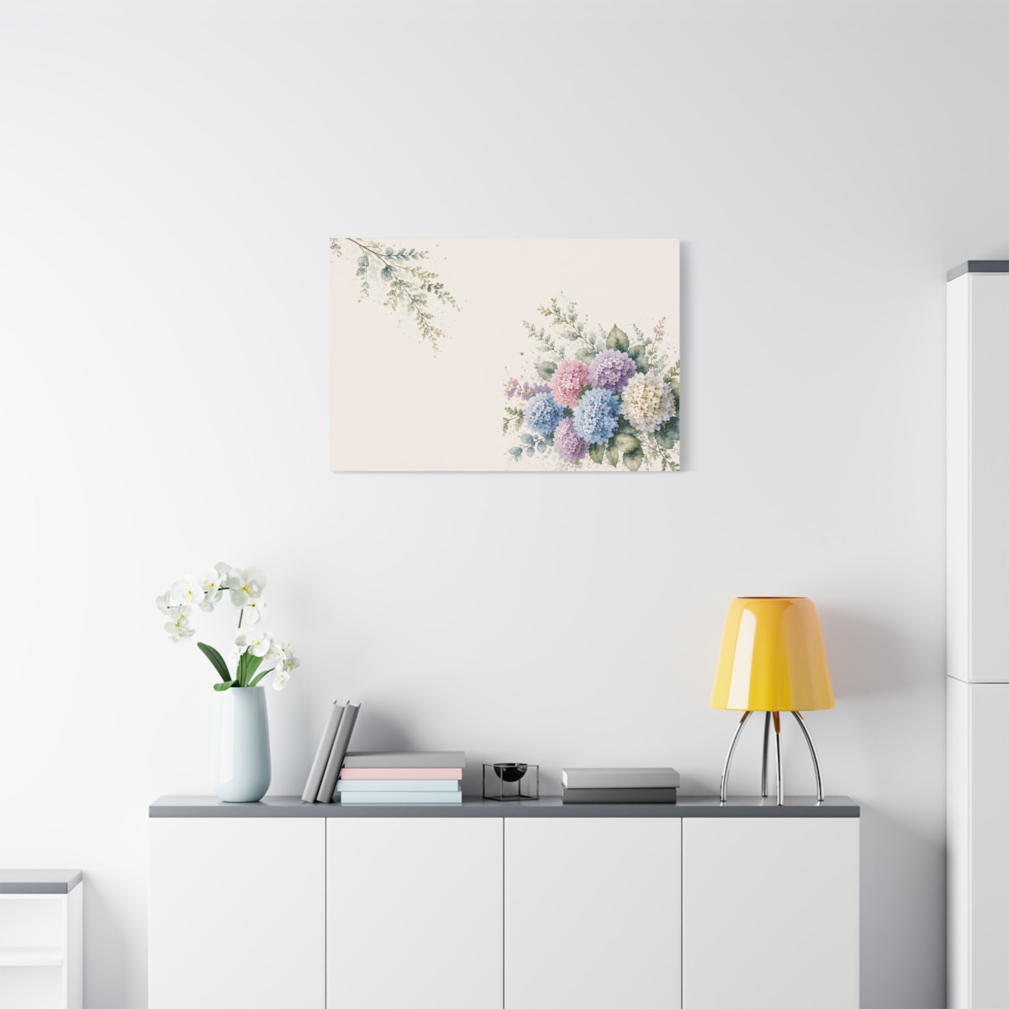 Hydrangea Dream Wall Art, Mediterranean Watercolor Floral Print, Solen