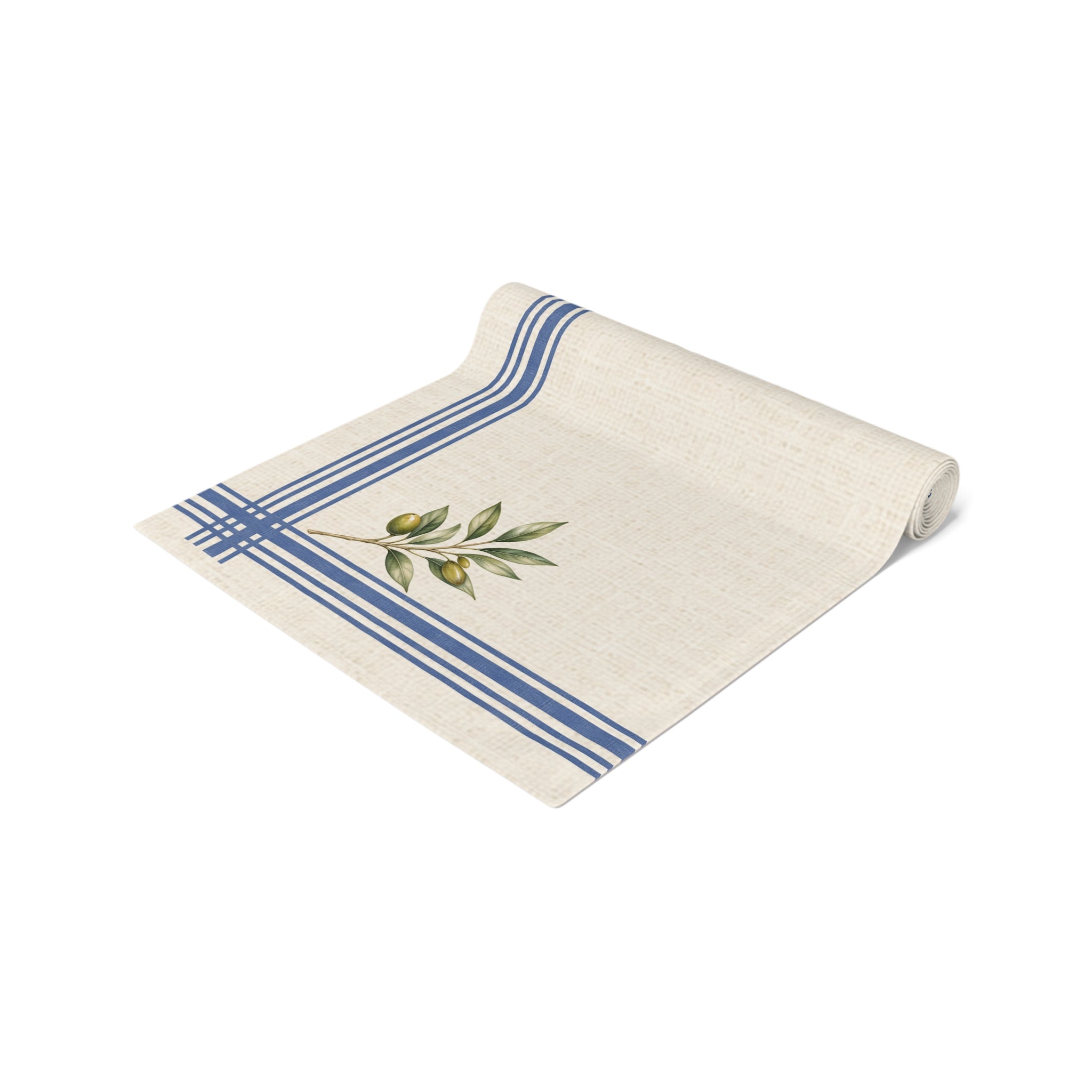Lemon Sprig Cotton Table Runner, Cream Botanical Kitchen Decor, Mediterranean Citrus Dining Linen, Summer Table Runner, Solen