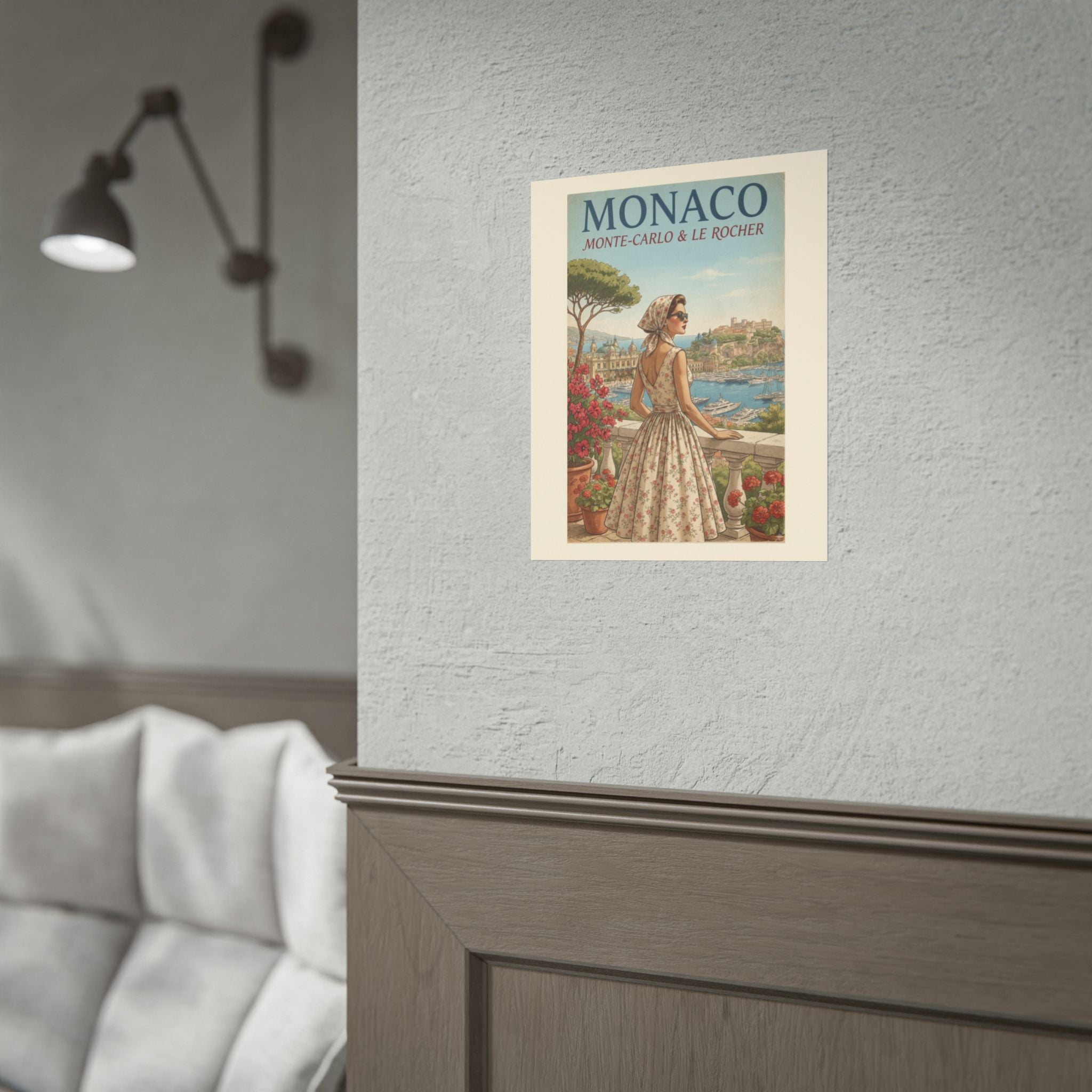 Monaco Poster, Vintage Riviera Travel Print, Monte Carlo Wall Art, Retro French Riviera Poster, Mid Century Travel Art, Solen