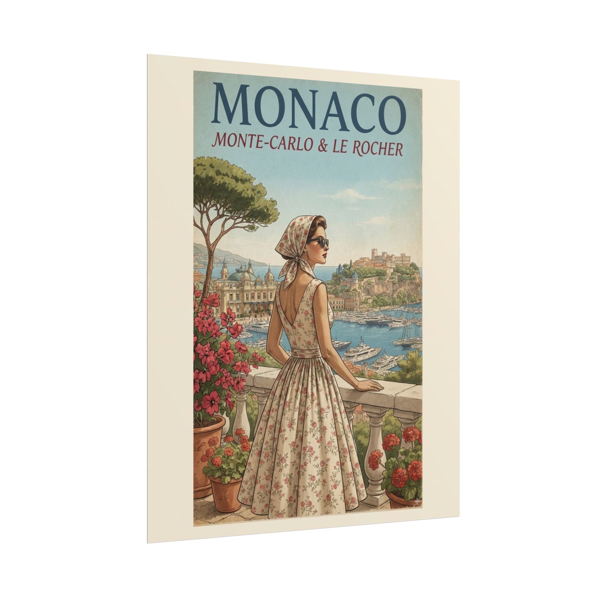 Monaco Poster, Vintage Riviera Travel Print, Monte Carlo Wall Art, Retro French Riviera Poster, Mid Century Travel Art, Solen