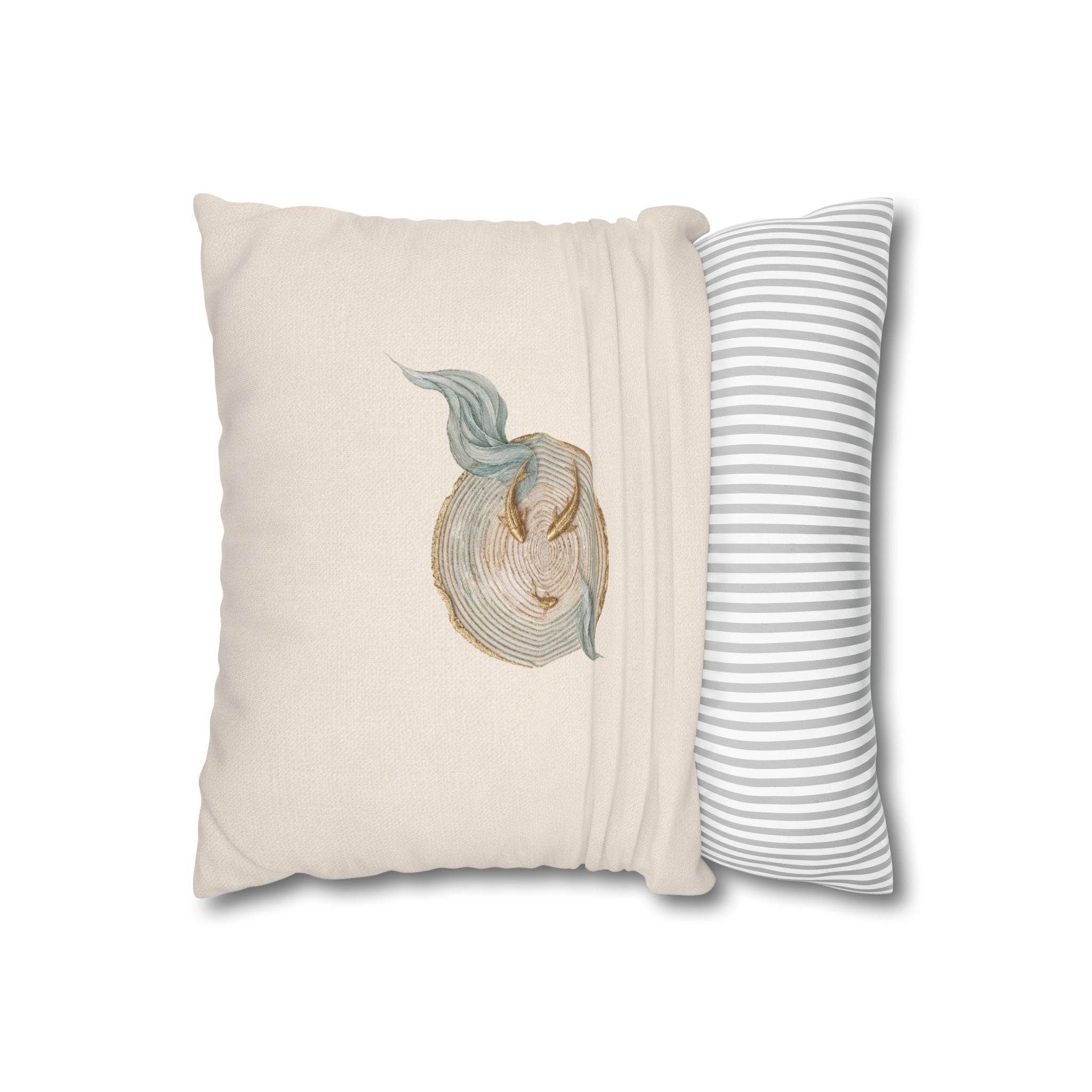 Heritage Medallion Embroidered Pillow Cover, Ivory Cotton with Blue & Gold Crest Detail, French Country Decor, Solen