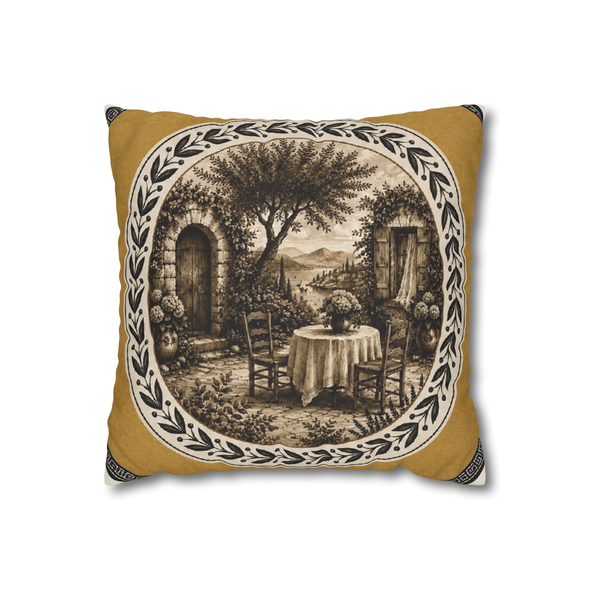 Laurel Medallion Throw Pillow - Vintage Decorative Cushion - Solen