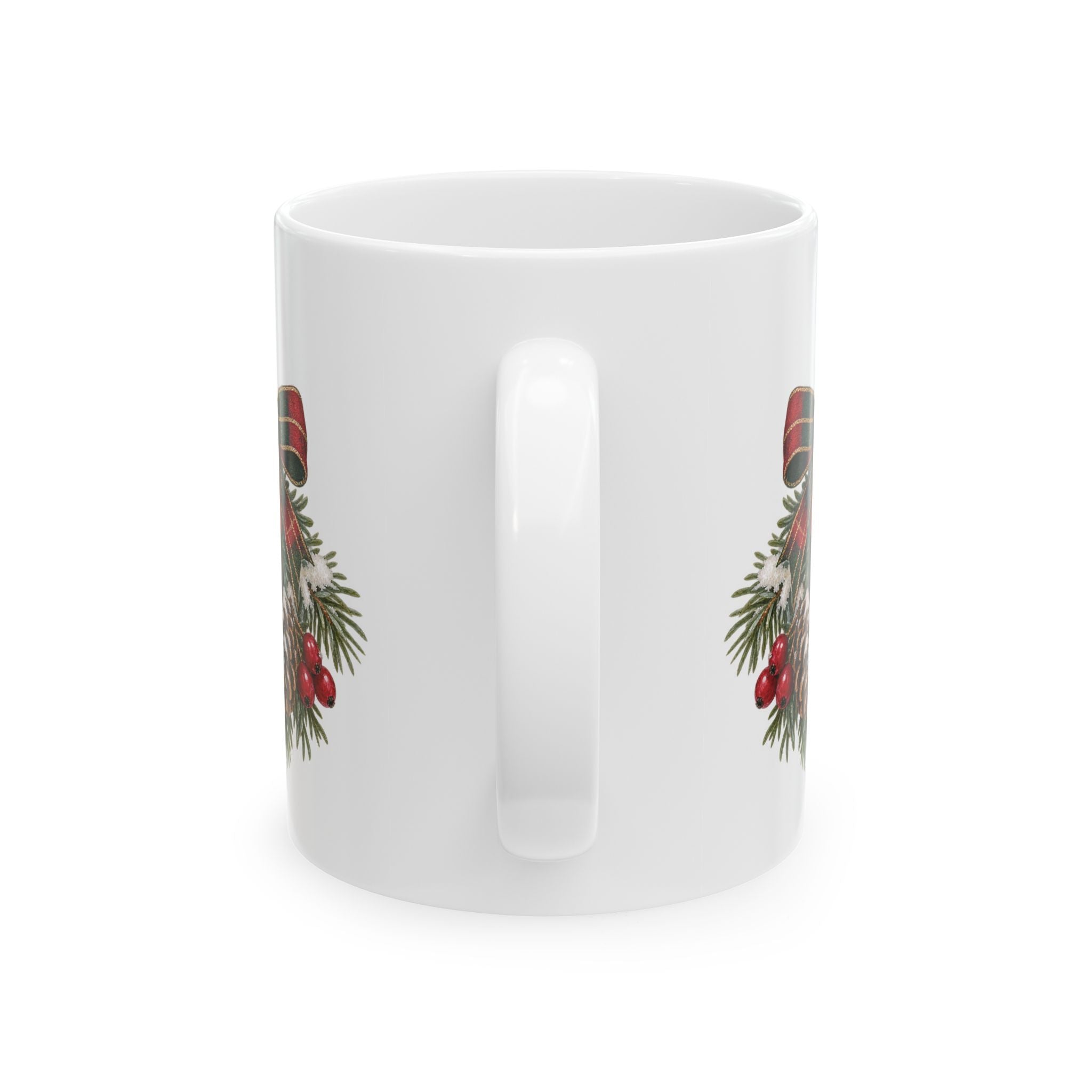 Christmas Ornament Ceramic Mug — Festive Red Bauble & Pine Holiday Coffee Cup (11oz, 15oz)
