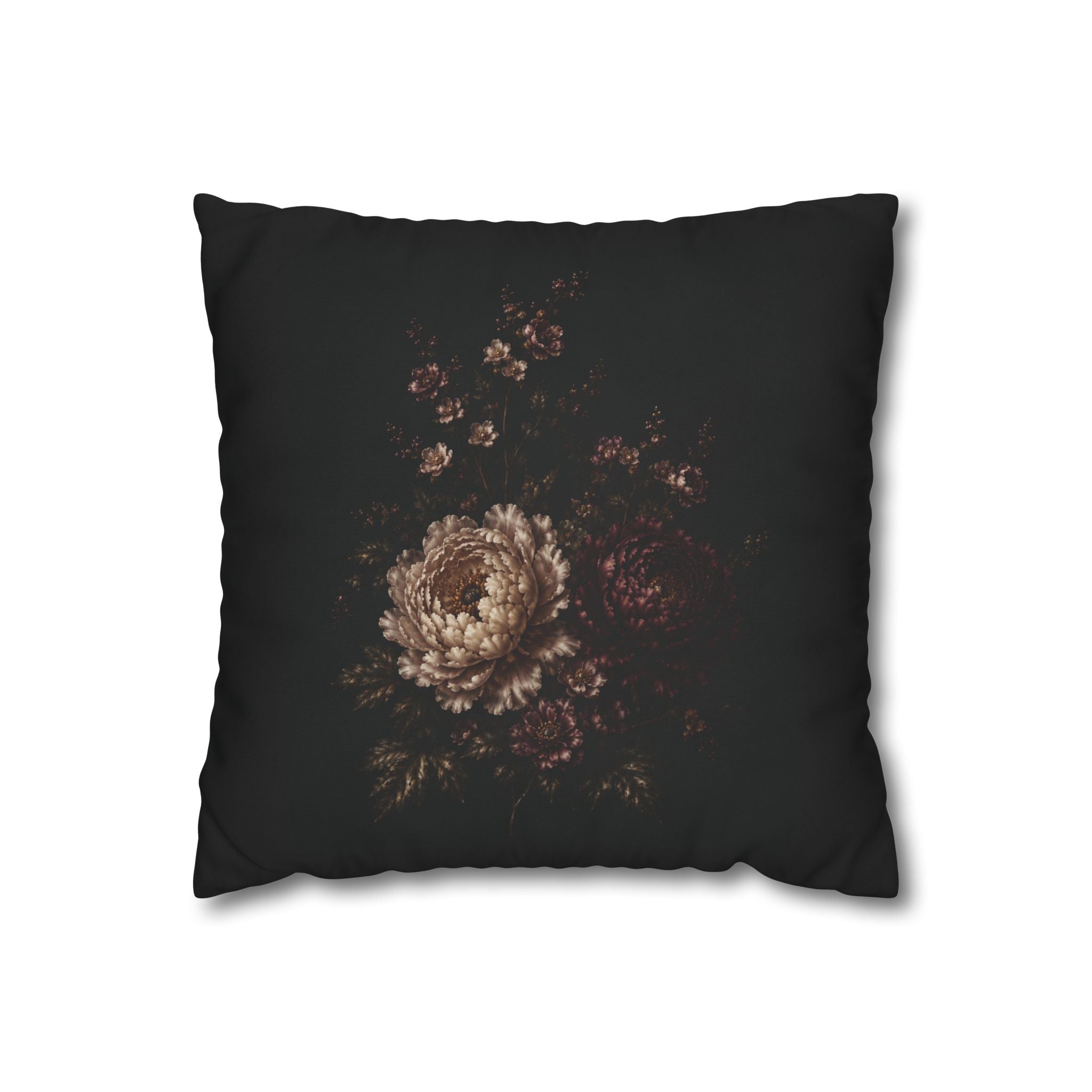 Vintage Floral Throw Pillow Cover, Dark Botanical Peony Print, Moody Flemish Style Home Decor, Antique Bloom Accent Pillow, Solen