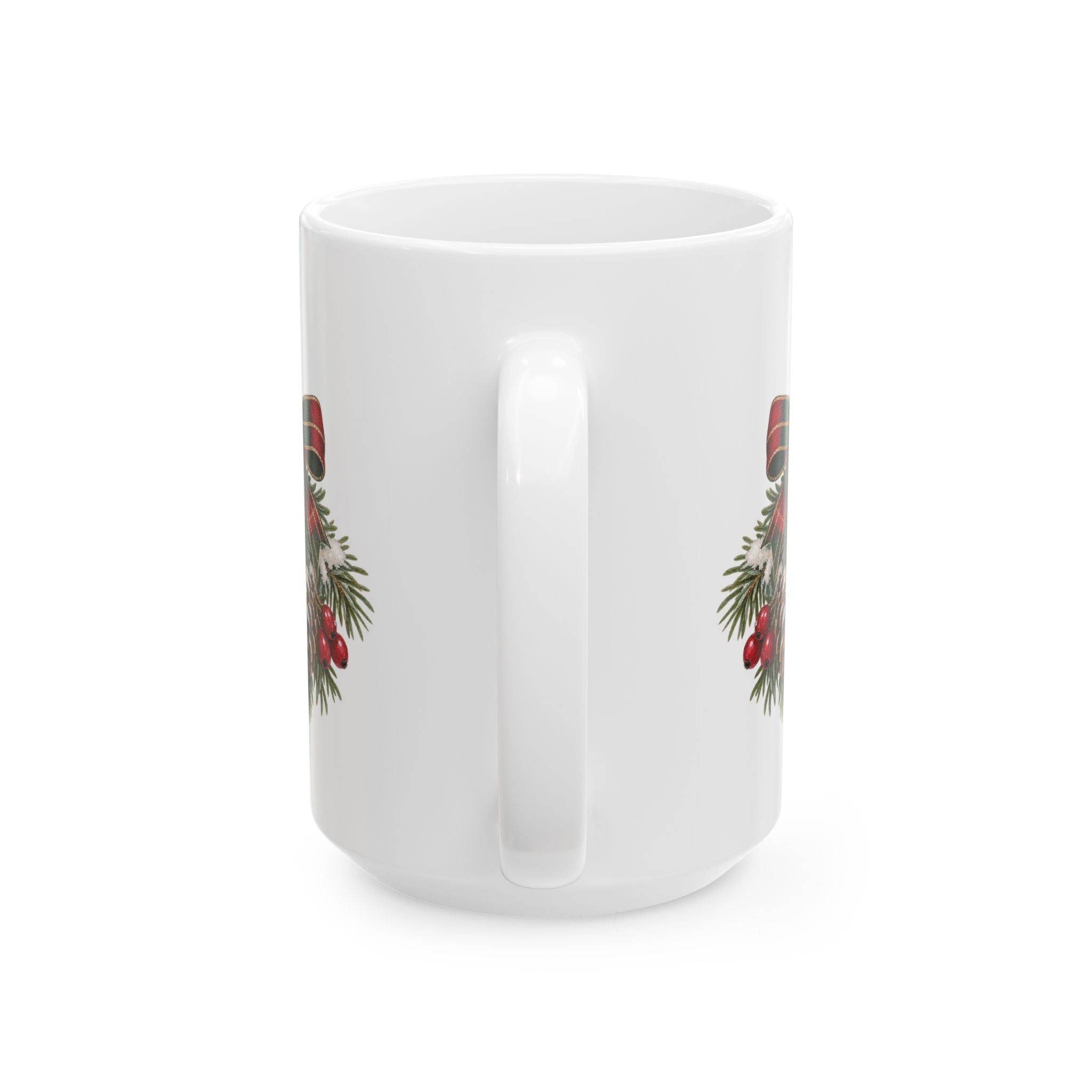 Christmas Ornament Ceramic Mug — Festive Red Bauble & Pine Holiday Coffee Cup (11oz, 15oz)