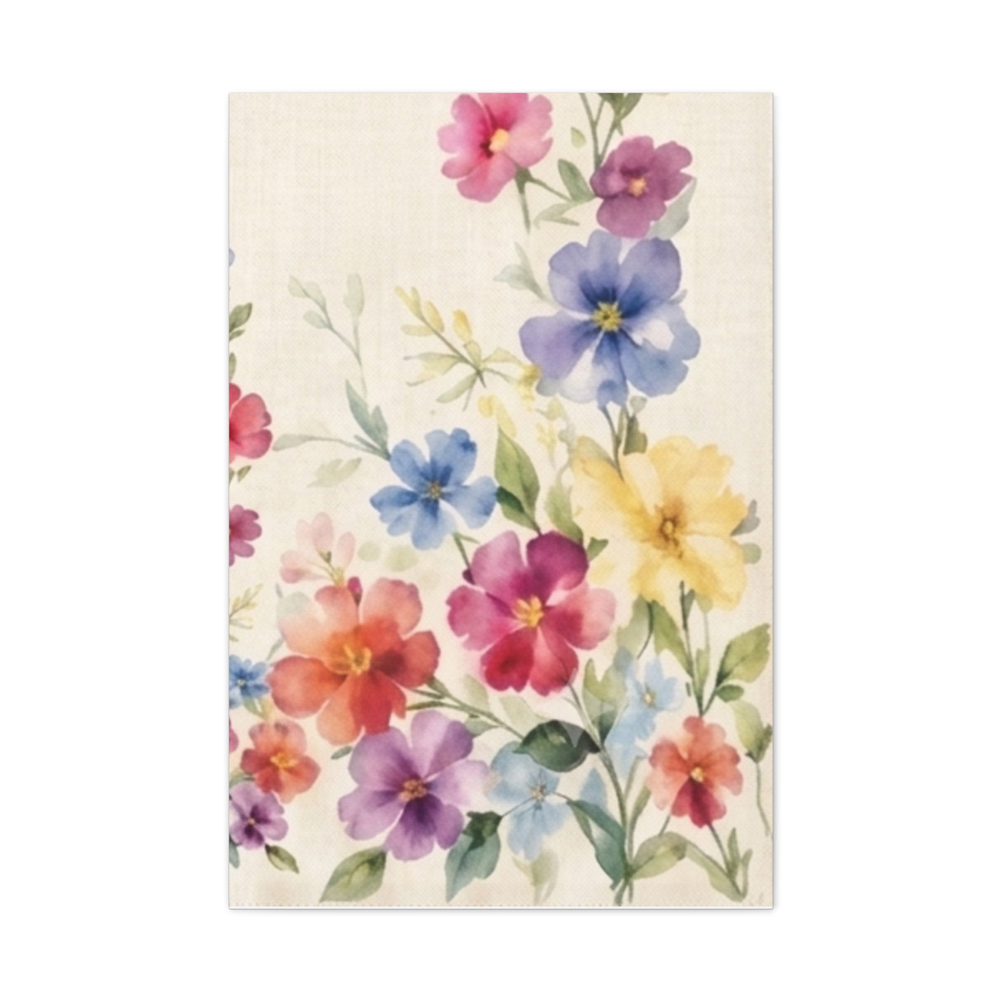 Wildflower Days Floral Canvas Wall Art, Watercolor Cottagecore Print, Meadow Flower Bedroom Decor, Botanical Spring Art, Solen