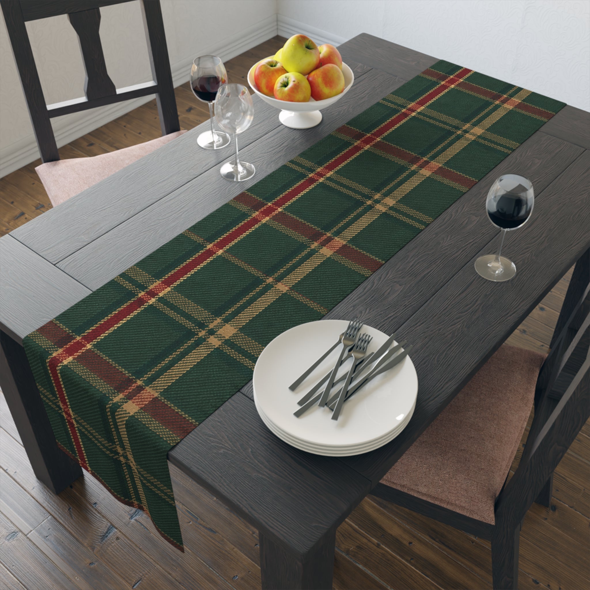 Poinsettia Holiday Table Runner — Rust Floral Christmas Dining Decor
