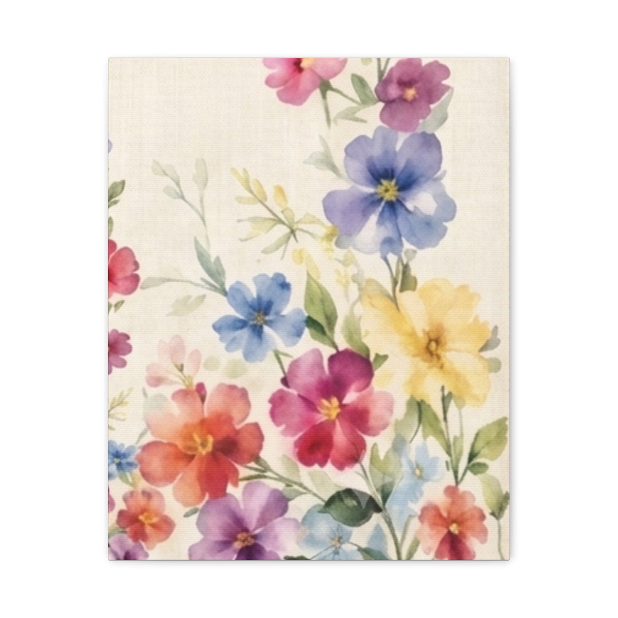 Wildflower Days Floral Canvas Wall Art, Watercolor Cottagecore Print, Meadow Flower Bedroom Decor, Botanical Spring Art, Solen