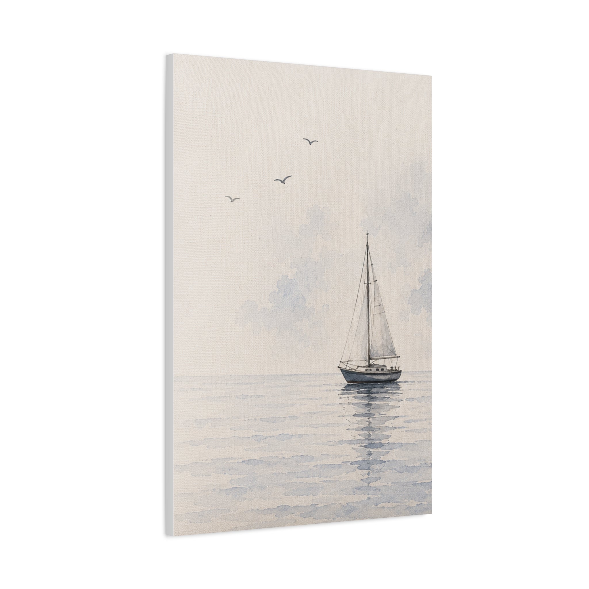 Sailboat Seascape Matte Canvas Print, Coastal Nautical Wall Art, Blue Ocean Boat Decor, Beach House Living Room Art, Solen