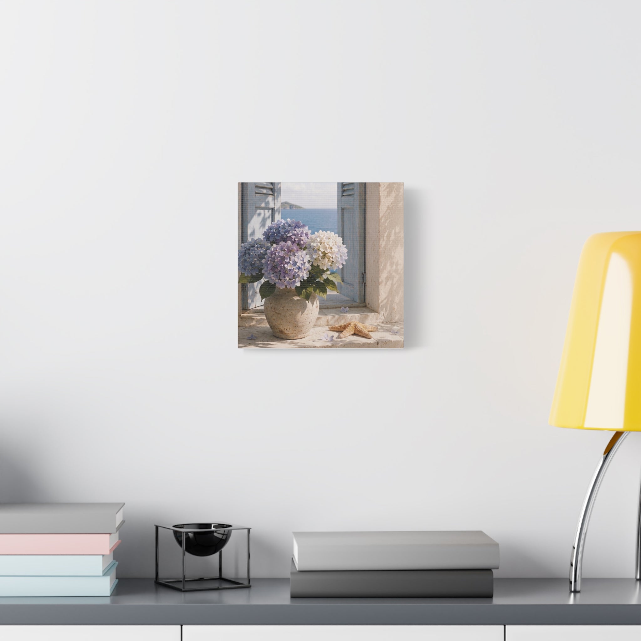 Hydrangea Seaside Canvas Art, Blue Hydrangea Coastal Wall Art, Solen