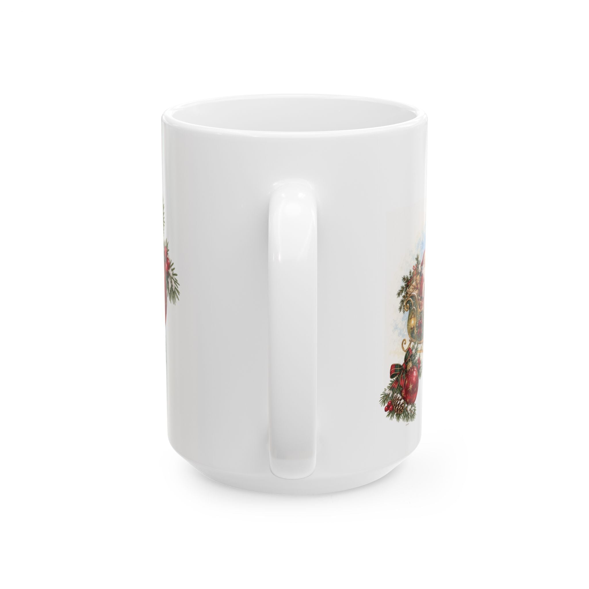 Christmas Reindeer & Wreath Ceramic Mug – Festive Holiday Coffee Cup (11oz, 15oz)