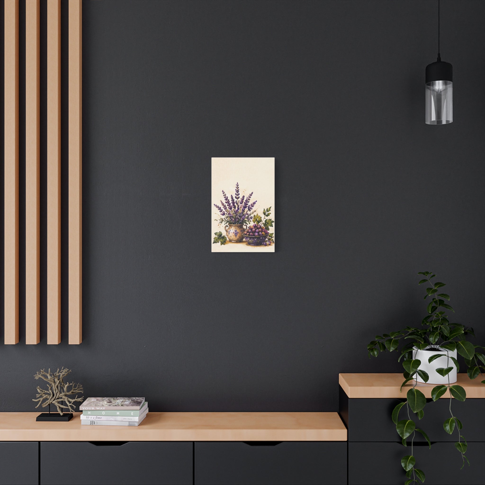 Lavender & Fruit Still Life Matte Canvas Wall Art, Tuscan Vineyard Kitchen Decor, Solen