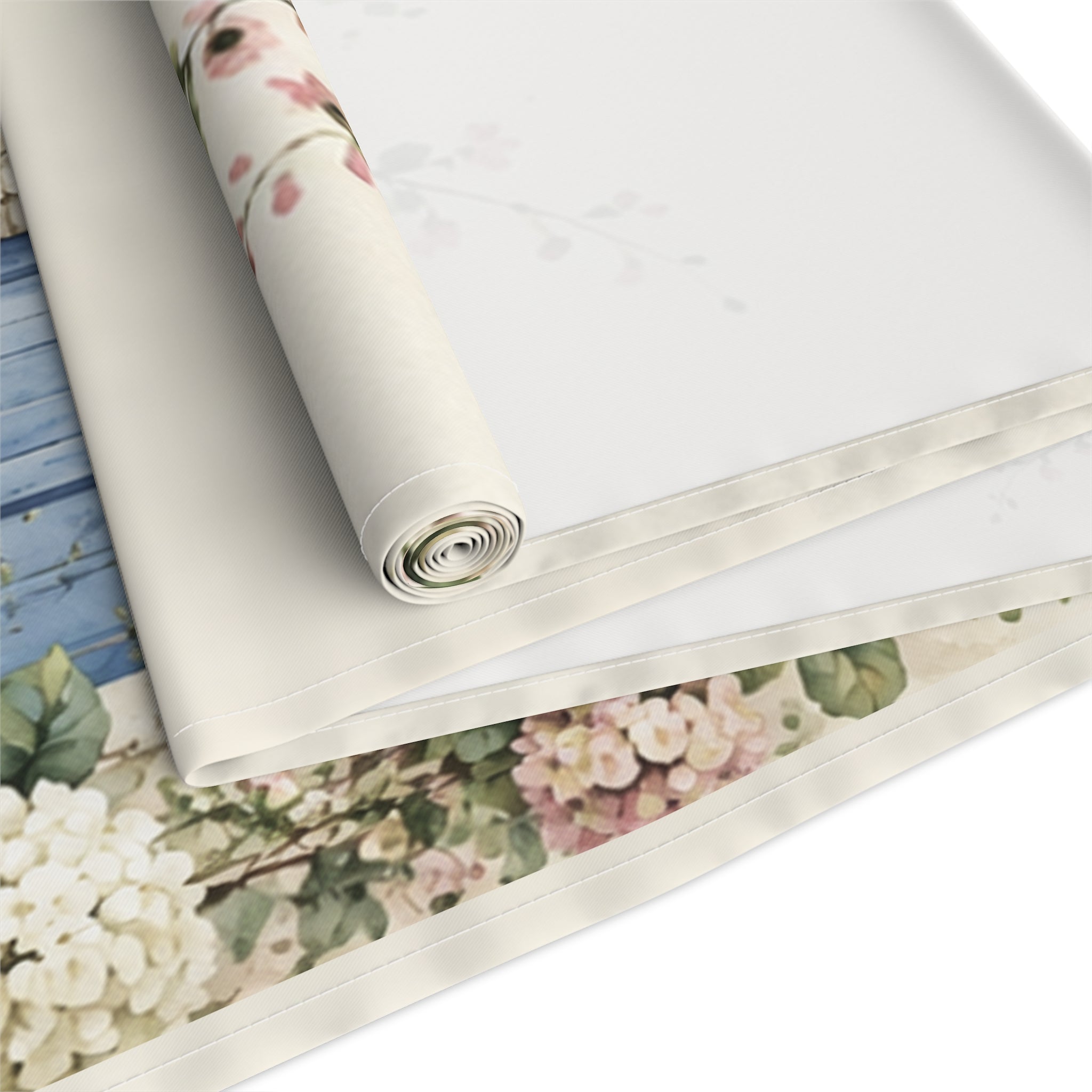 Blossom and sea table runner with cherry blossom and sailboat print