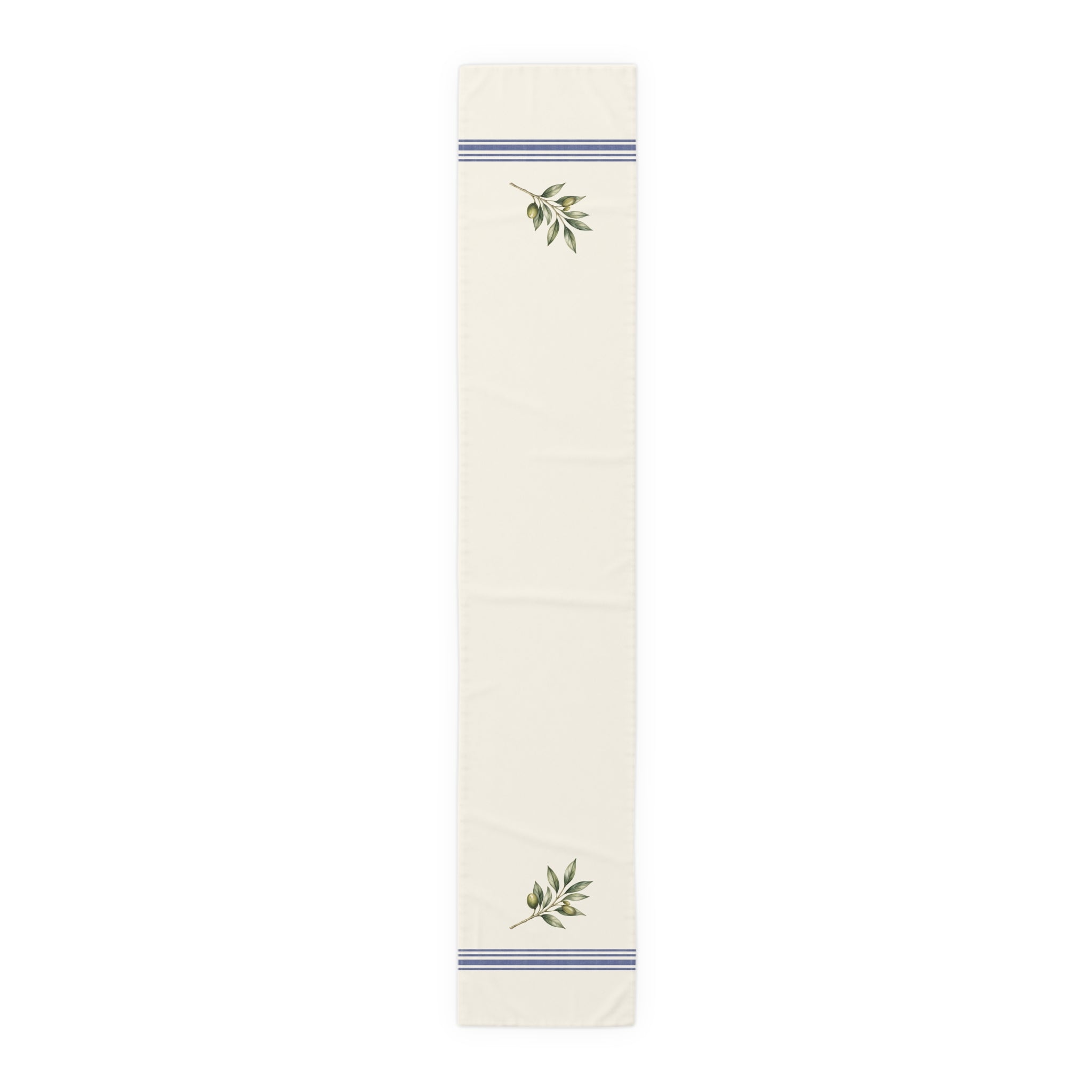 Olive Branch Farmhouse Table Runner, Cotton Mediterranean Runner, Rustic Green Kitchen Decor, Neutral Dining Linen, Solen