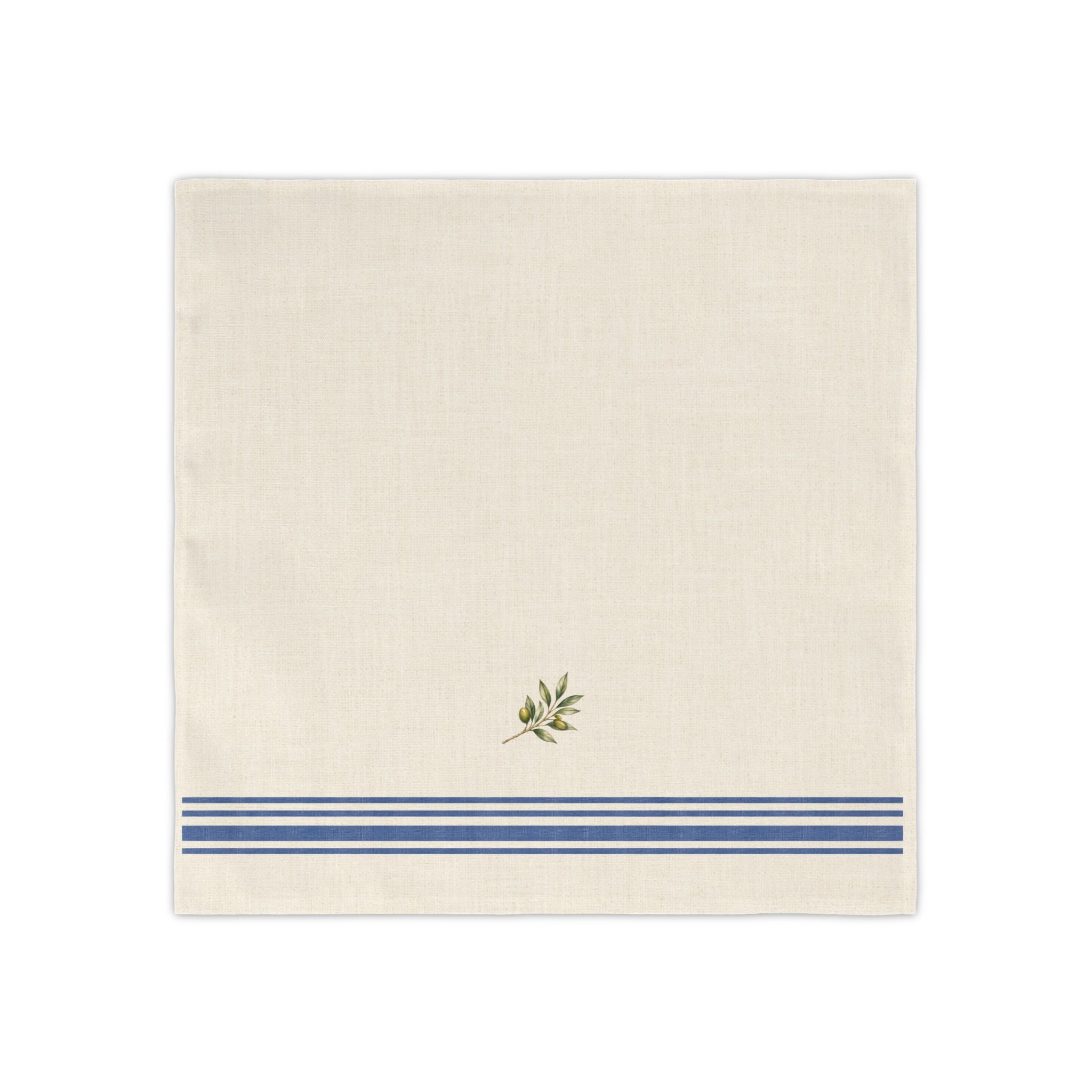 Olive Branch Napkin Set of 4, Cotton Cloth Dinner Napkins, Mediterranean Table Decor, Rustic Dining Linen, Solen