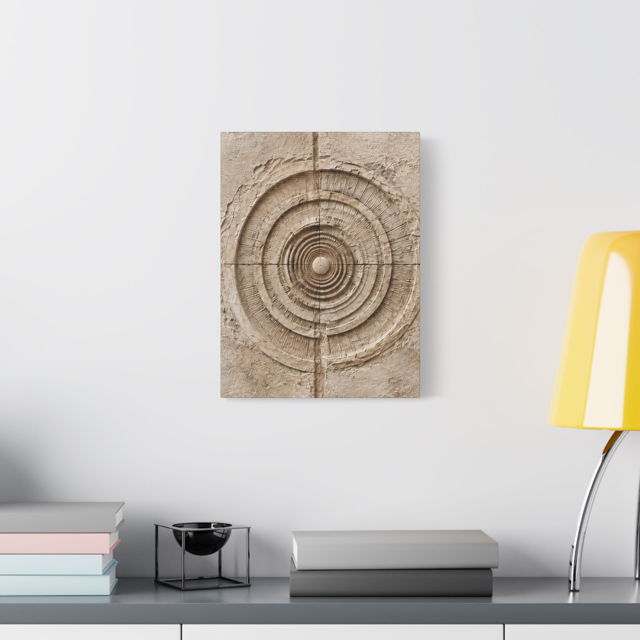 Textured Target Canvas Wall Art, Rustic Concentric Rings Print, Neutral Abstract Decor, Earthy Minimalist Wall Art, Solen