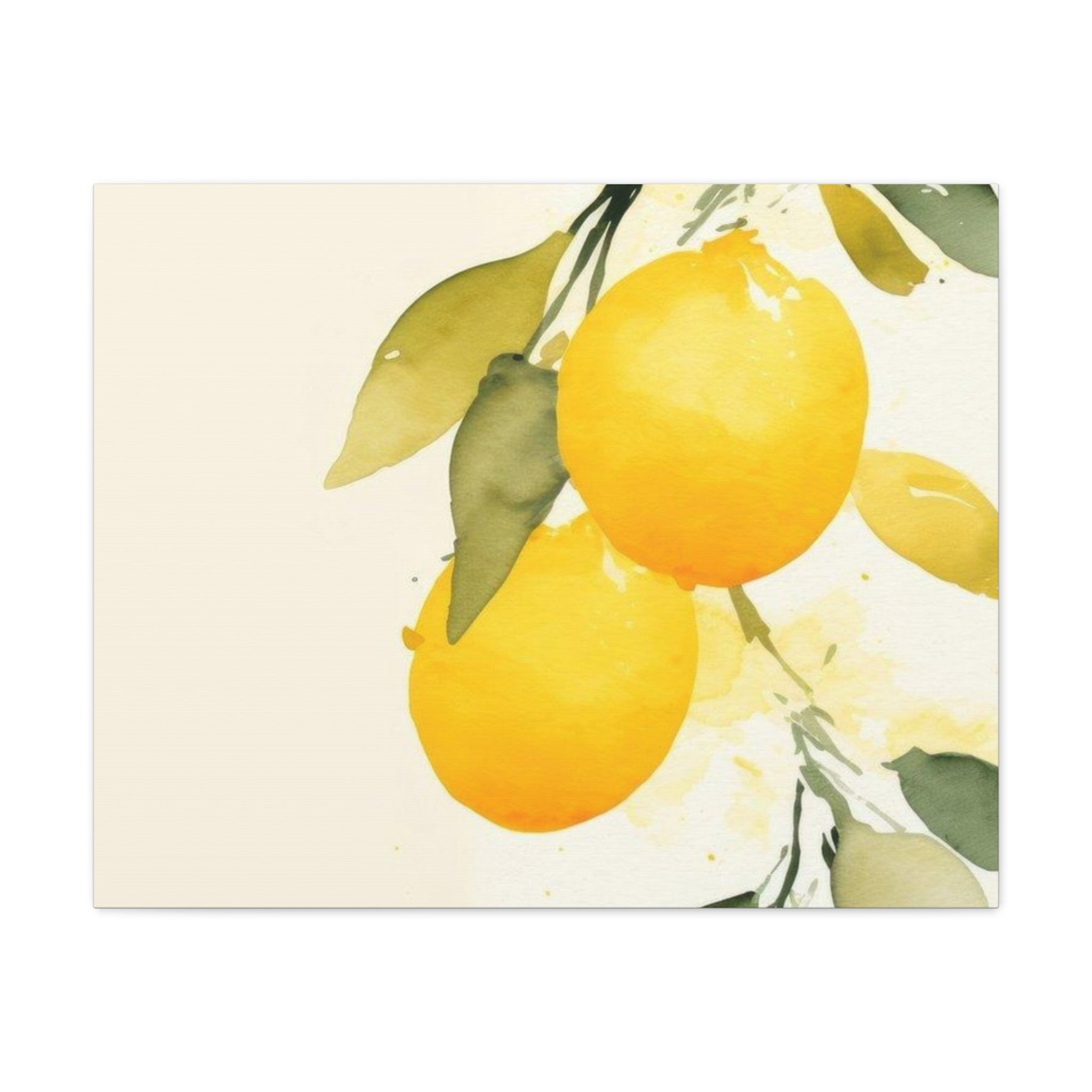 Lemon Botanical Canvas Wall Art, Mediterranean Citrus Print, Yellow Lemon Kitchen Decor, Watercolor Fruit Wall Art, Solen