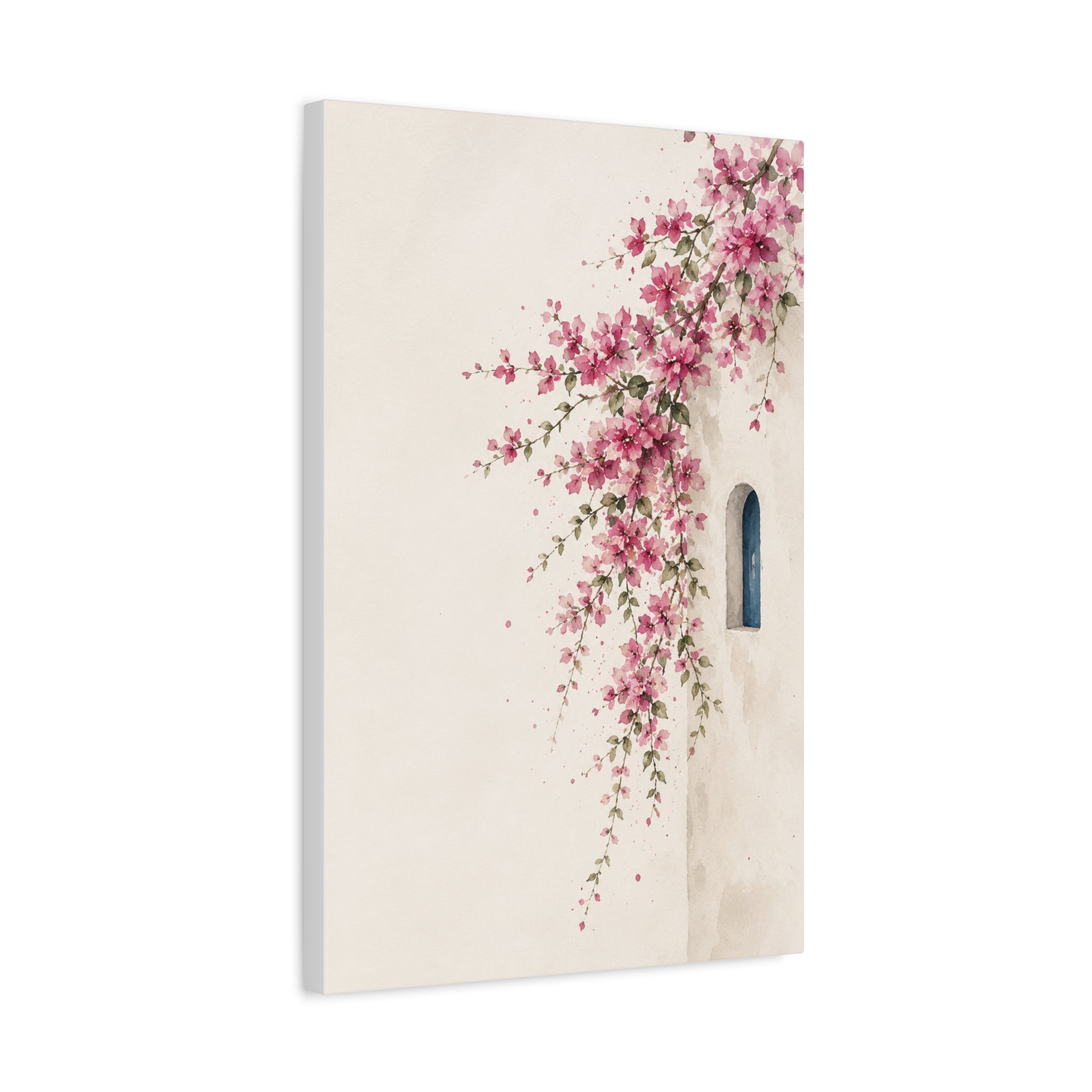 Floral Wall Canvas Print, Pink Bougainvillea Mediterranean Wall Art, Solen