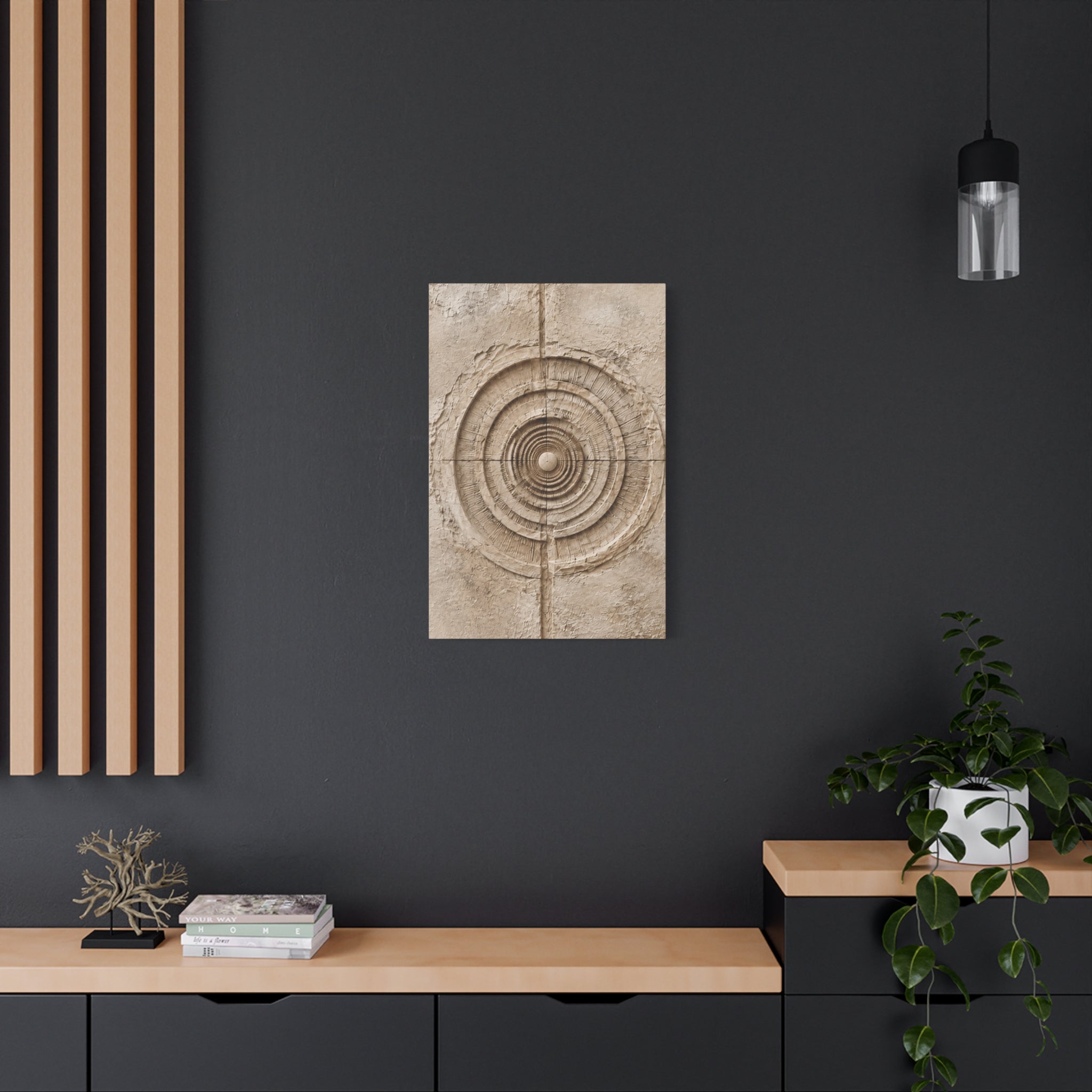 Textured Target Canvas Wall Art, Rustic Concentric Rings Print, Neutral Abstract Decor, Earthy Minimalist Wall Art, Solen