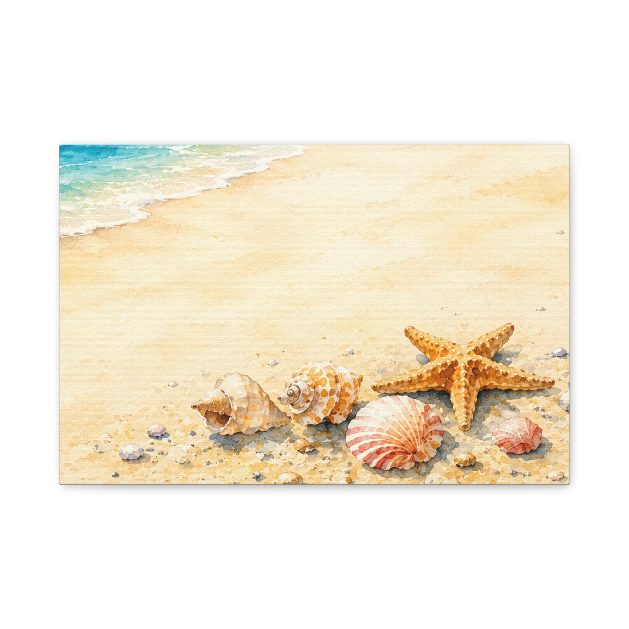 Seashell Memories Canvas Wall Art, Coastal Watercolor Shell Print, Nautical Beach House Decor, Bathroom Wall Art, Solen