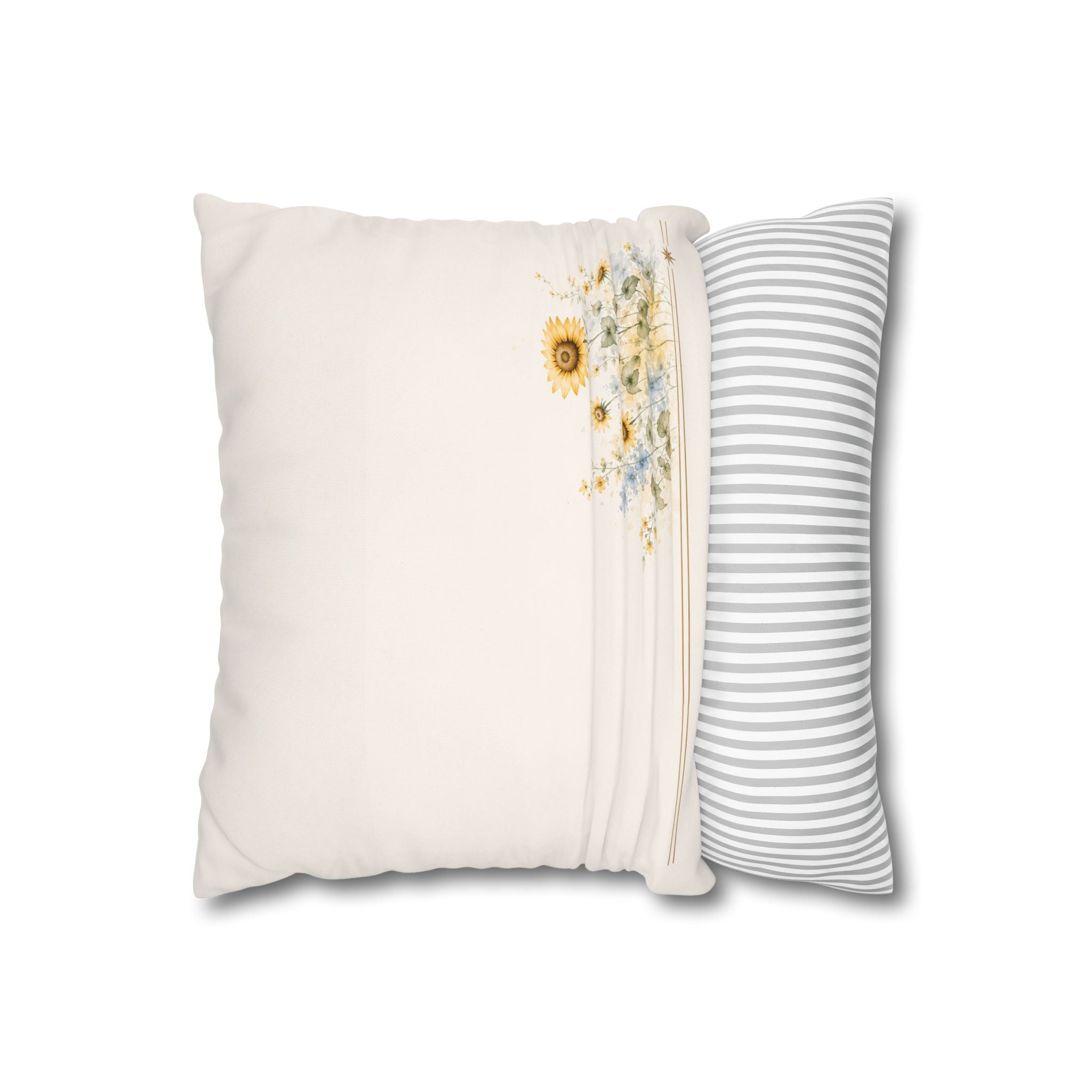 Sunlit Courtyard Throw Pillow, Watercolor Sunflower Decorative Cushion, Botanical Farmhouse Accent Pillow, Solen