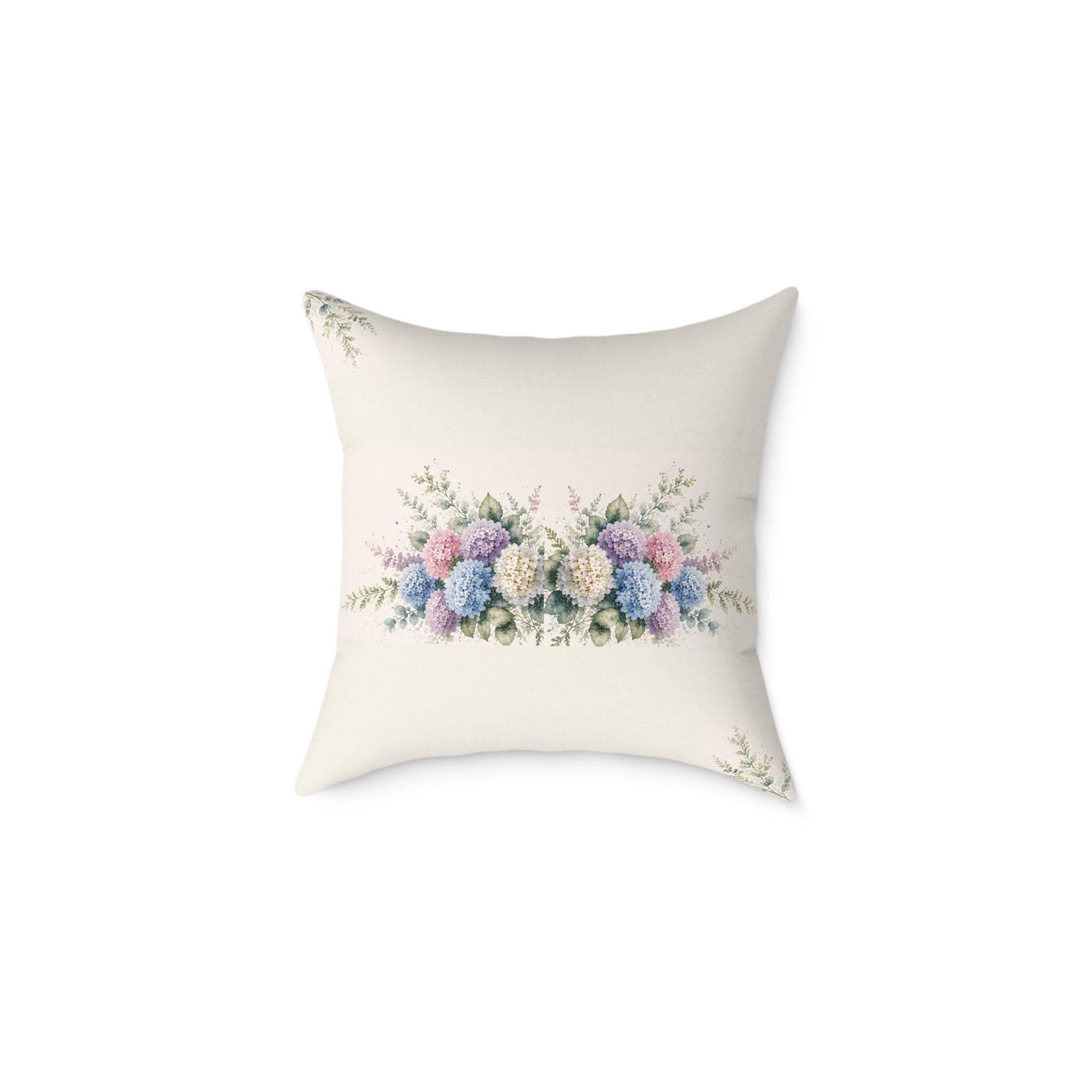 Hydrangea Dream Pillow, Watercolor Mediterranean Floral Cushion, Solen
