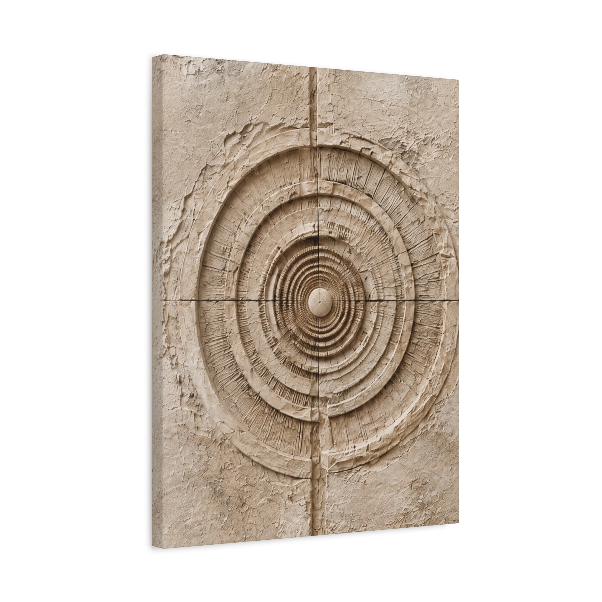 Textured Target Canvas Wall Art, Rustic Concentric Rings Print, Neutral Abstract Decor, Earthy Minimalist Wall Art, Solen