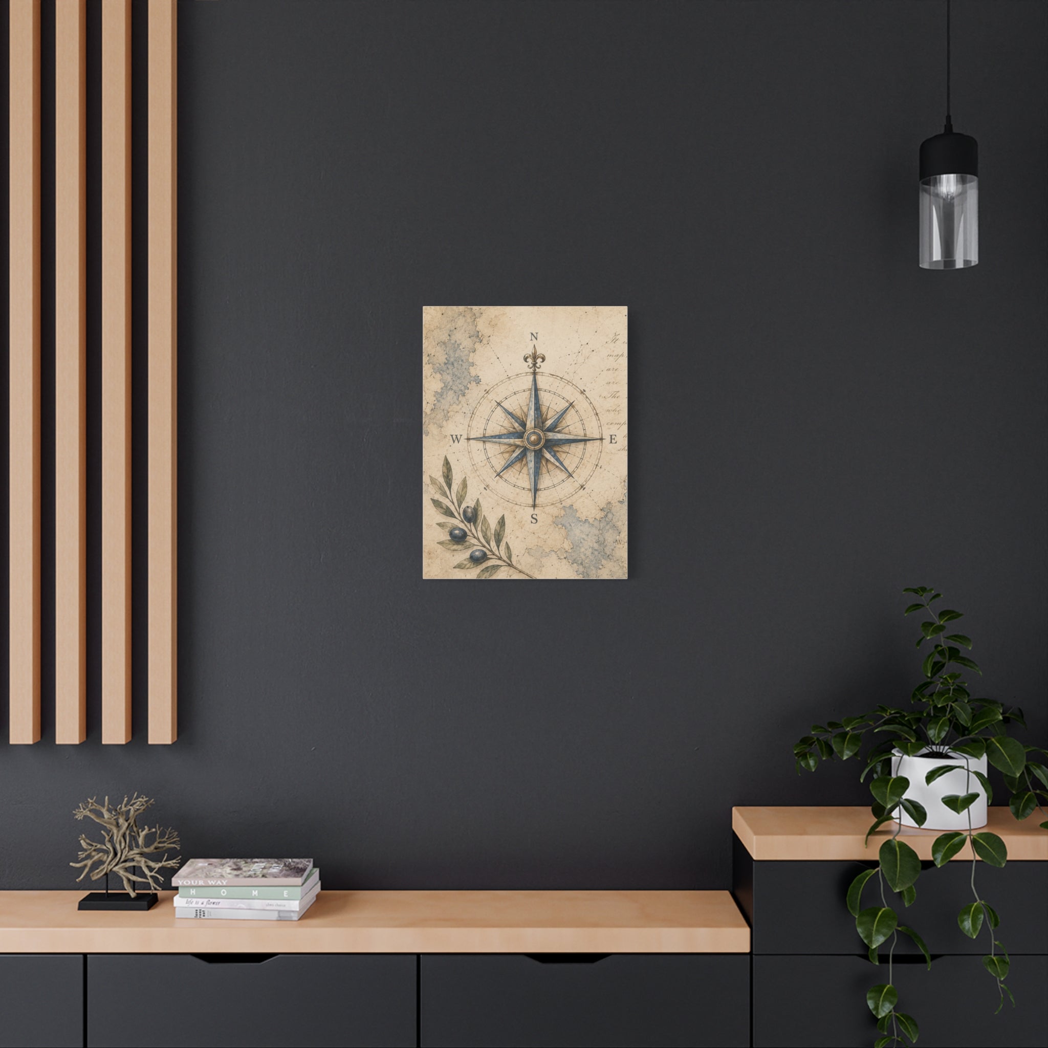 Old Compass Rose Canvas Print, Antique Nautical Wall Art, Vintage Mediterranean Map Decor, Sailing Study Room Art, Solen