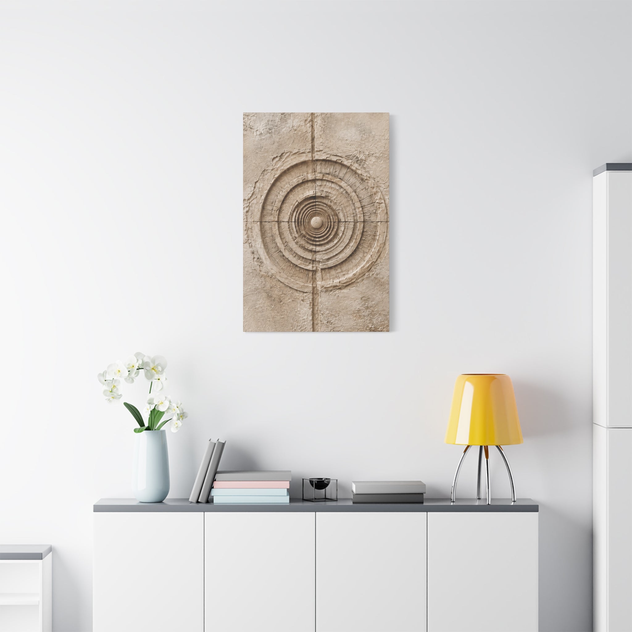 Textured Target Canvas Wall Art, Rustic Concentric Rings Print, Neutral Abstract Decor, Earthy Minimalist Wall Art, Solen