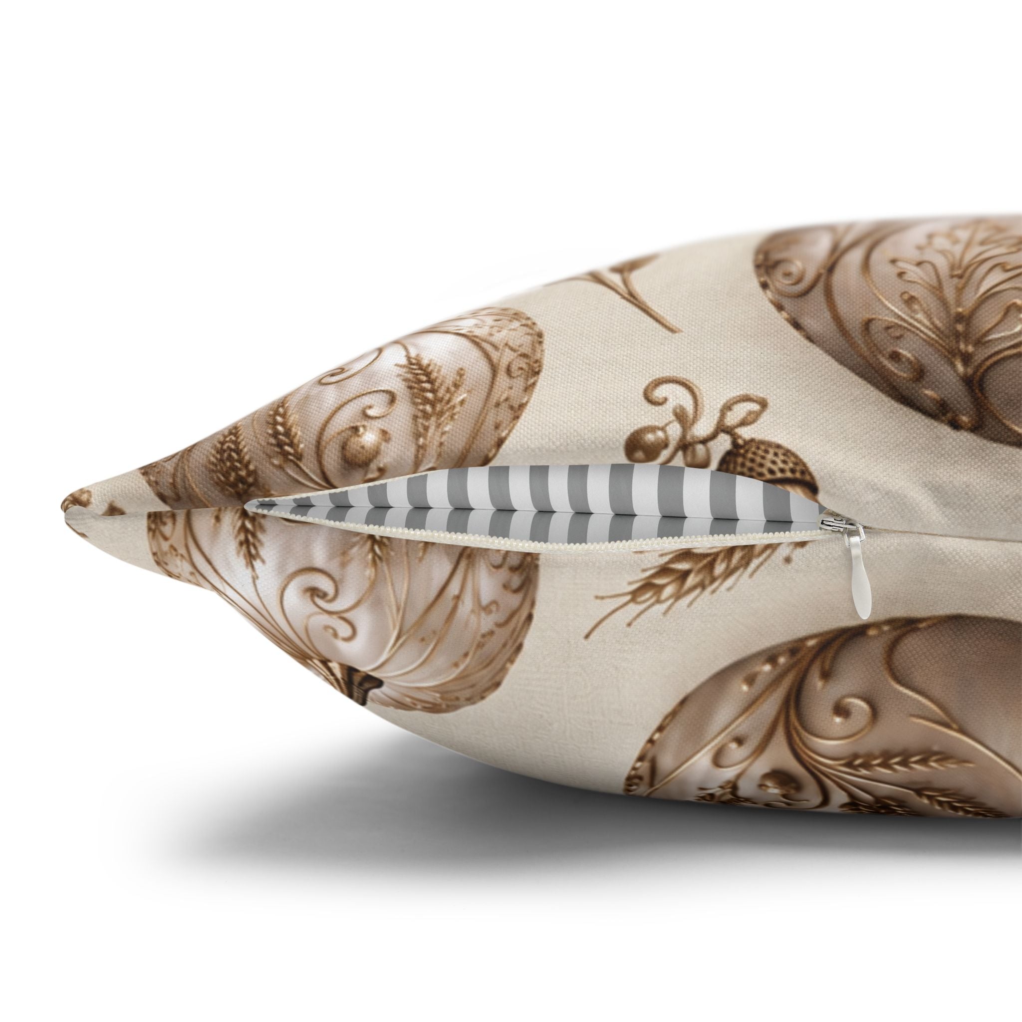 Pearl White Pumpkin Pillow Cover, Antique Gold Fall Decor, Elegant Thanksgiving Cushion, Luxury Autumn Decorative Pillowcase