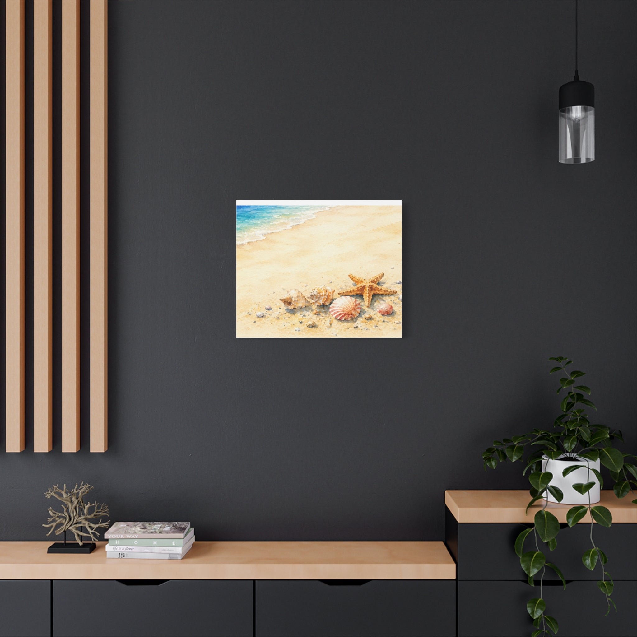 Seashell Memories Canvas Wall Art, Coastal Watercolor Shell Print, Nautical Beach House Decor, Bathroom Wall Art, Solen
