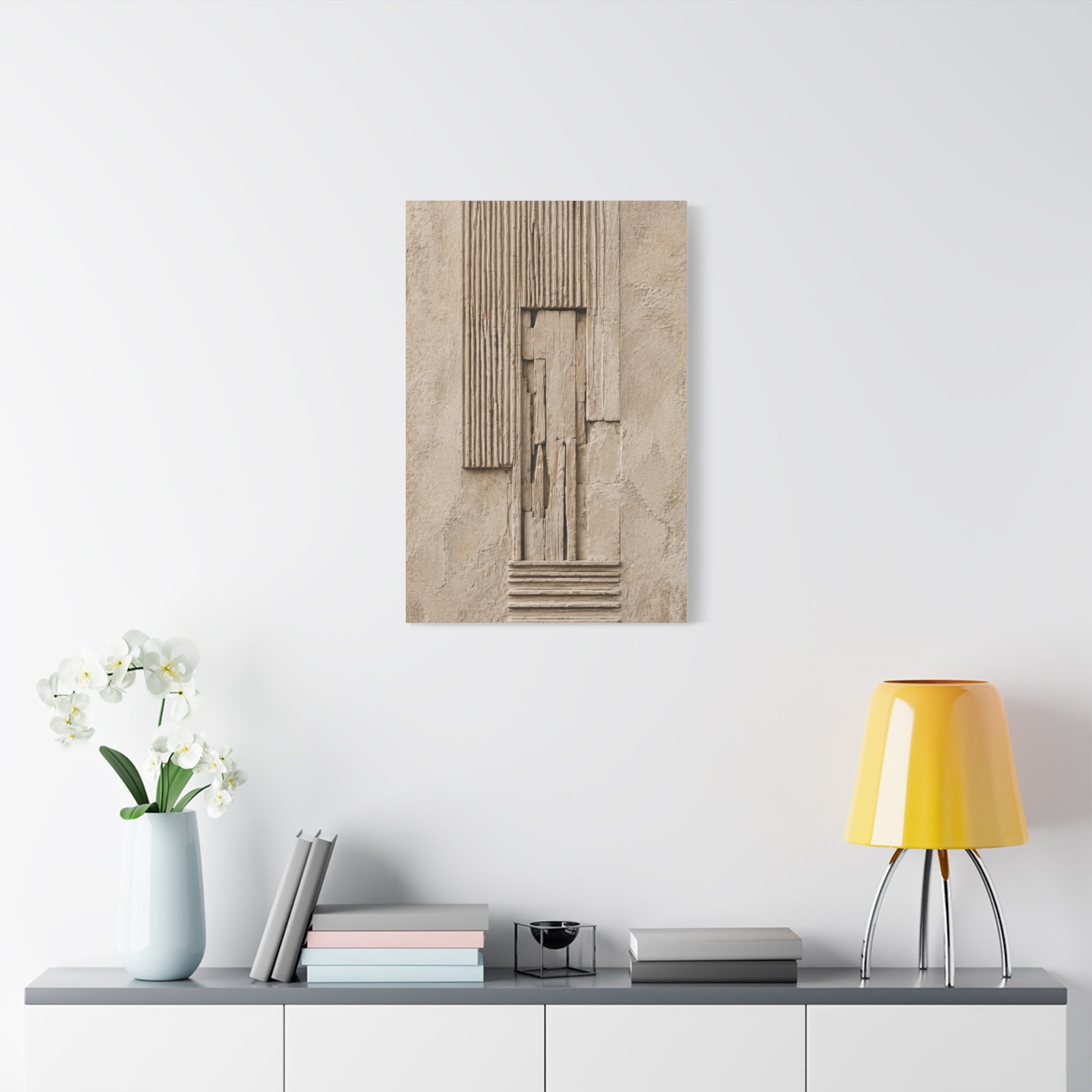 Abstract Textured Relief Canvas Wall Art, Neutral Beige Sculpture Panel Print, Modern Minimalist Decor, Organic Shape Art, Solen