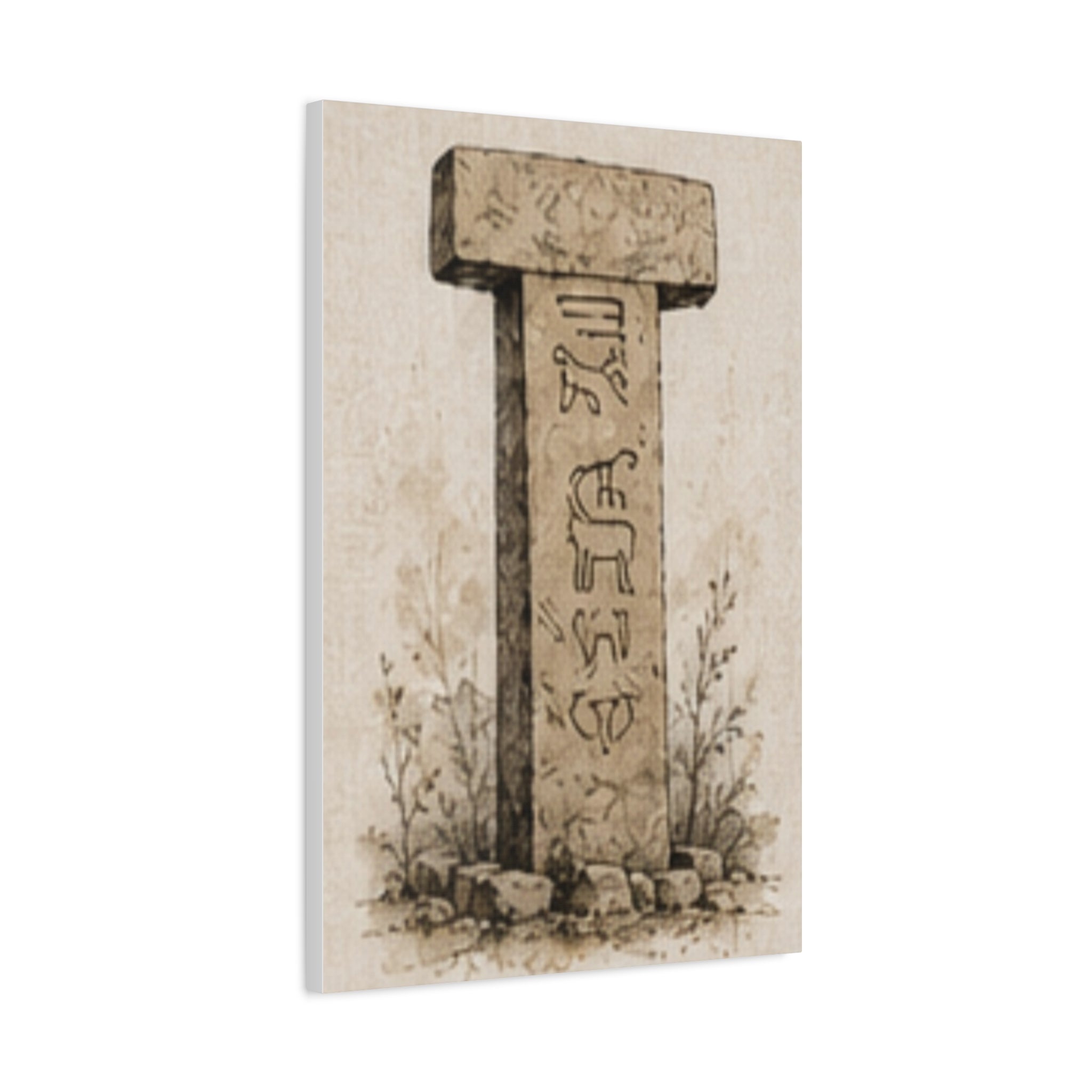 Göbeklitepe T-Pillar Canvas Wall Art, Ancient Anatolian Stone Print, Sepia Archaeology Decor, Historical Wall Art, Solen
