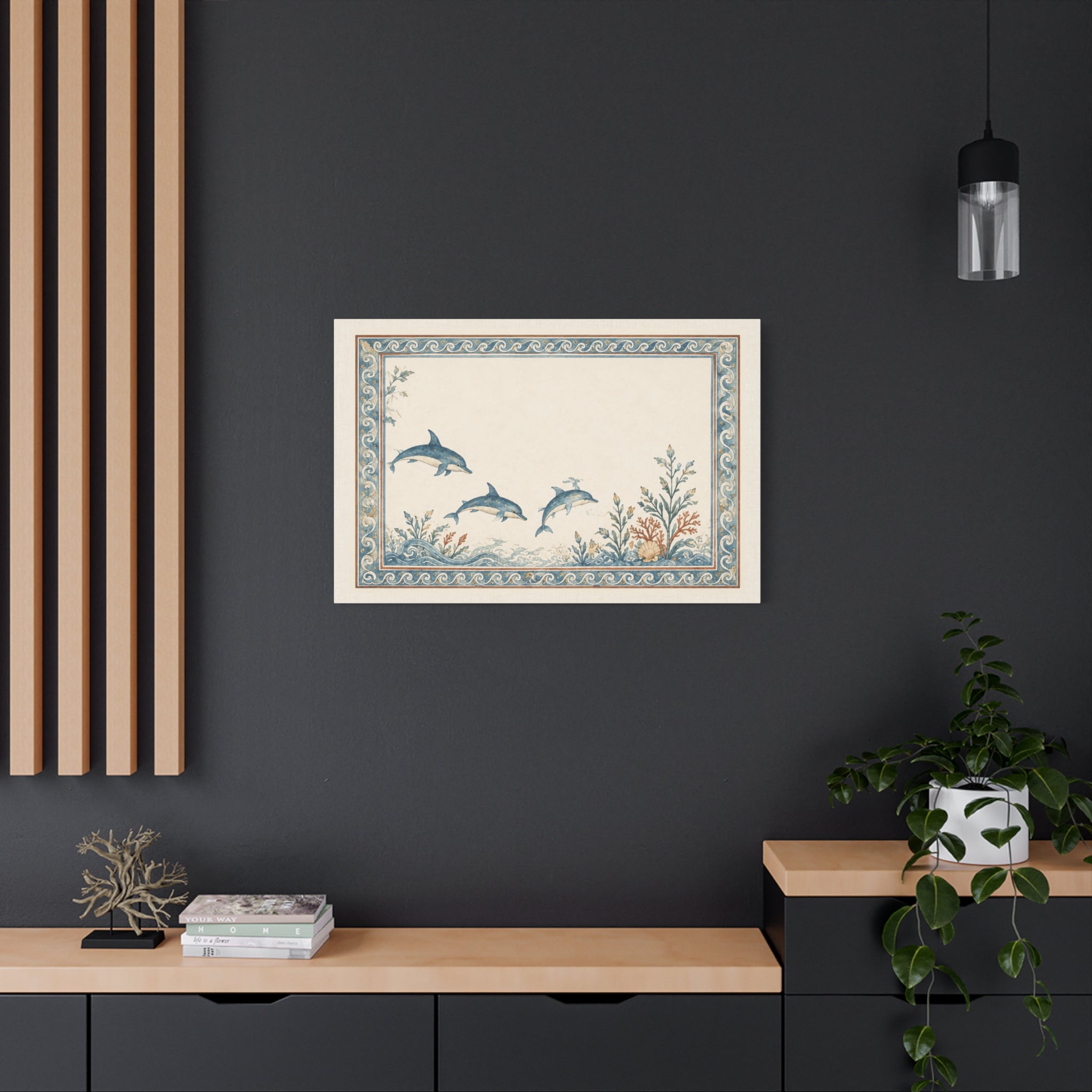 Mediterranean Dolphin Coastal Wall Art | Vintage Ocean Botanical Print | Solen