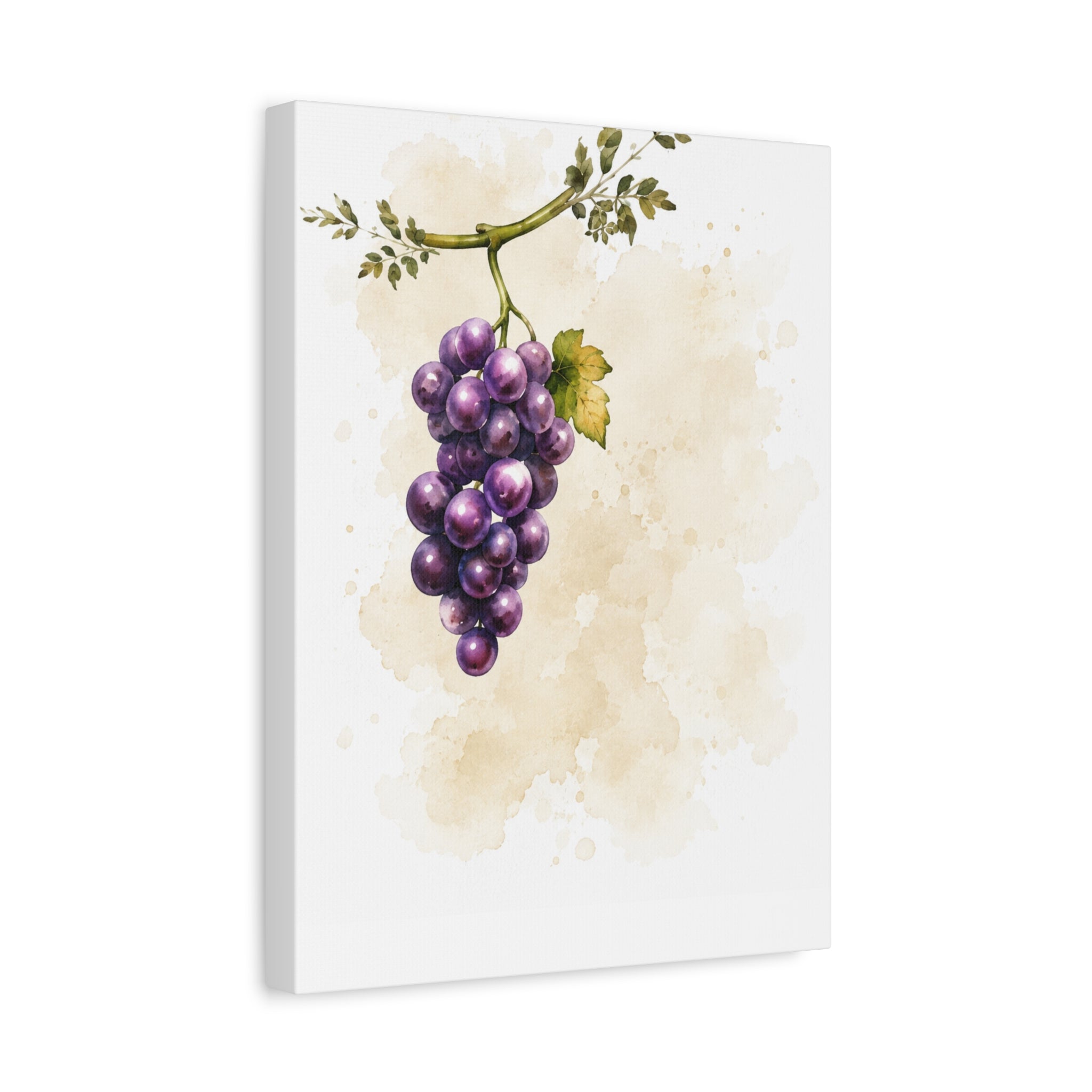 Grape Watercolor Canvas Print, Purple Vine Botanical Wall Art, Tuscan Vineyard Kitchen Decor, Neutral Dining Room Art, Solen