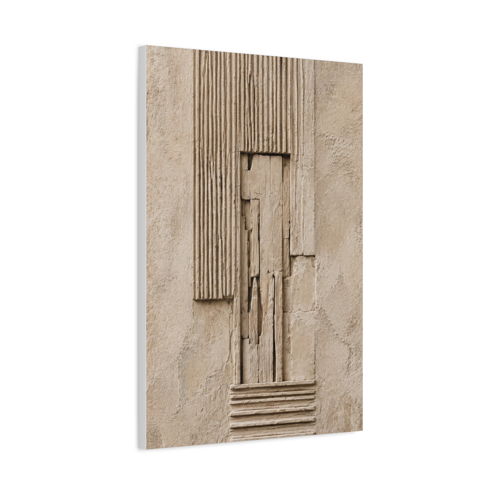 Abstract Textured Relief Canvas Wall Art, Neutral Beige Sculpture Panel Print, Modern Minimalist Decor, Organic Shape Art, Solen