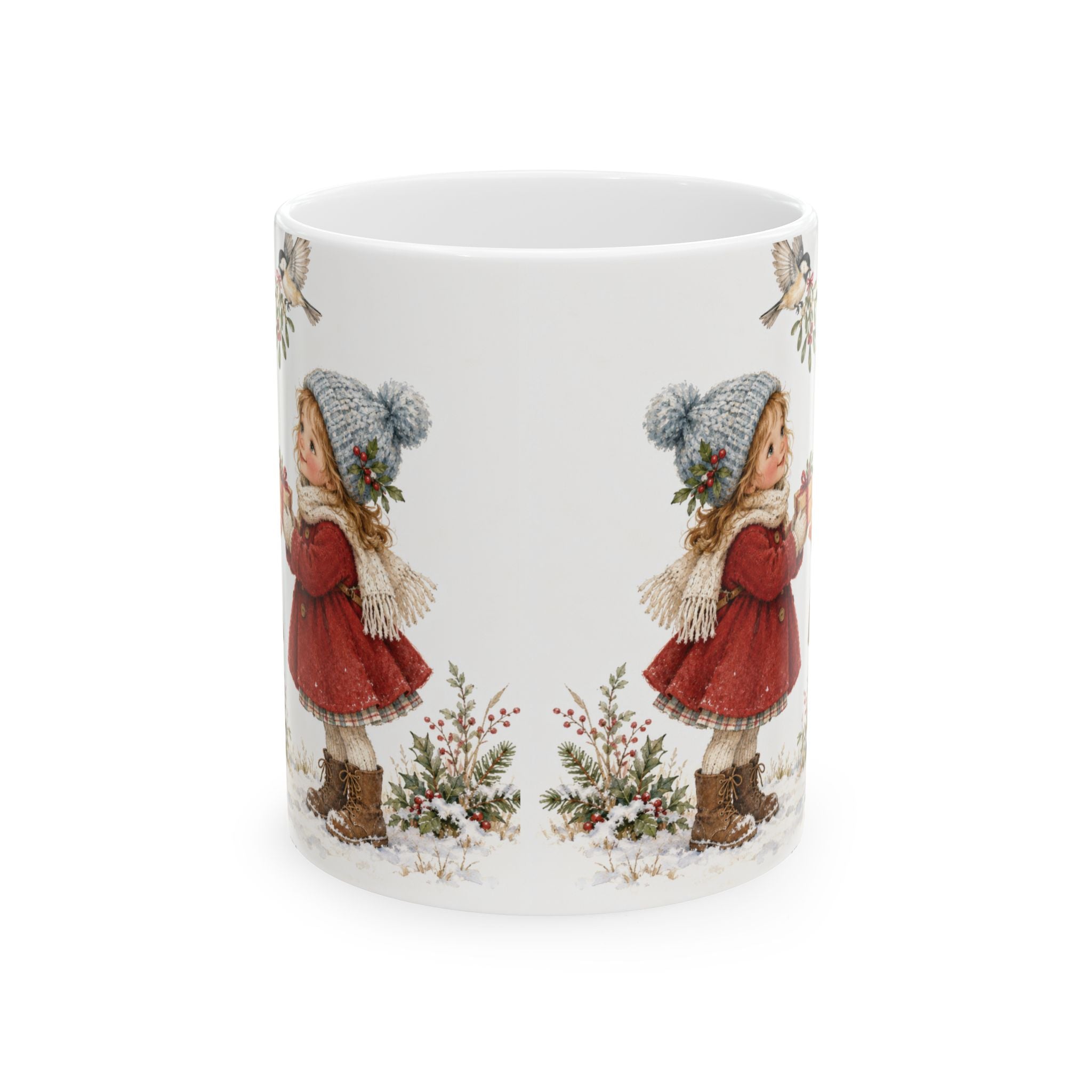 Christmas Kids Vintage Illustration Mug – Cozy Winter Children Holiday Ceramic Cup (11oz & 15oz)