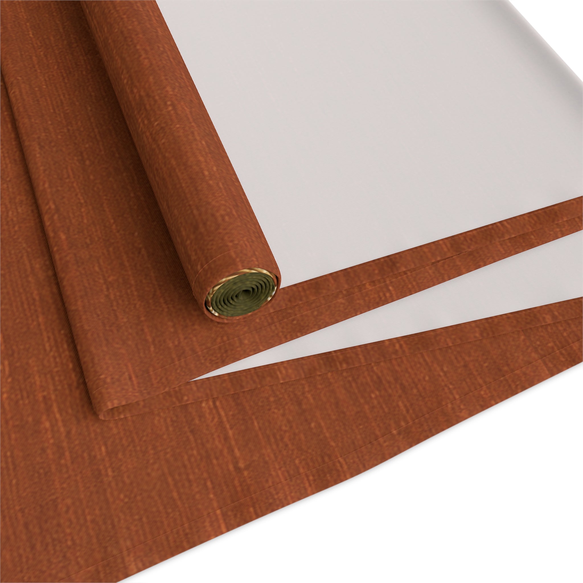 Rustic Olive & Terracotta Table Runner — Floral Border Cotton-Poly Blend