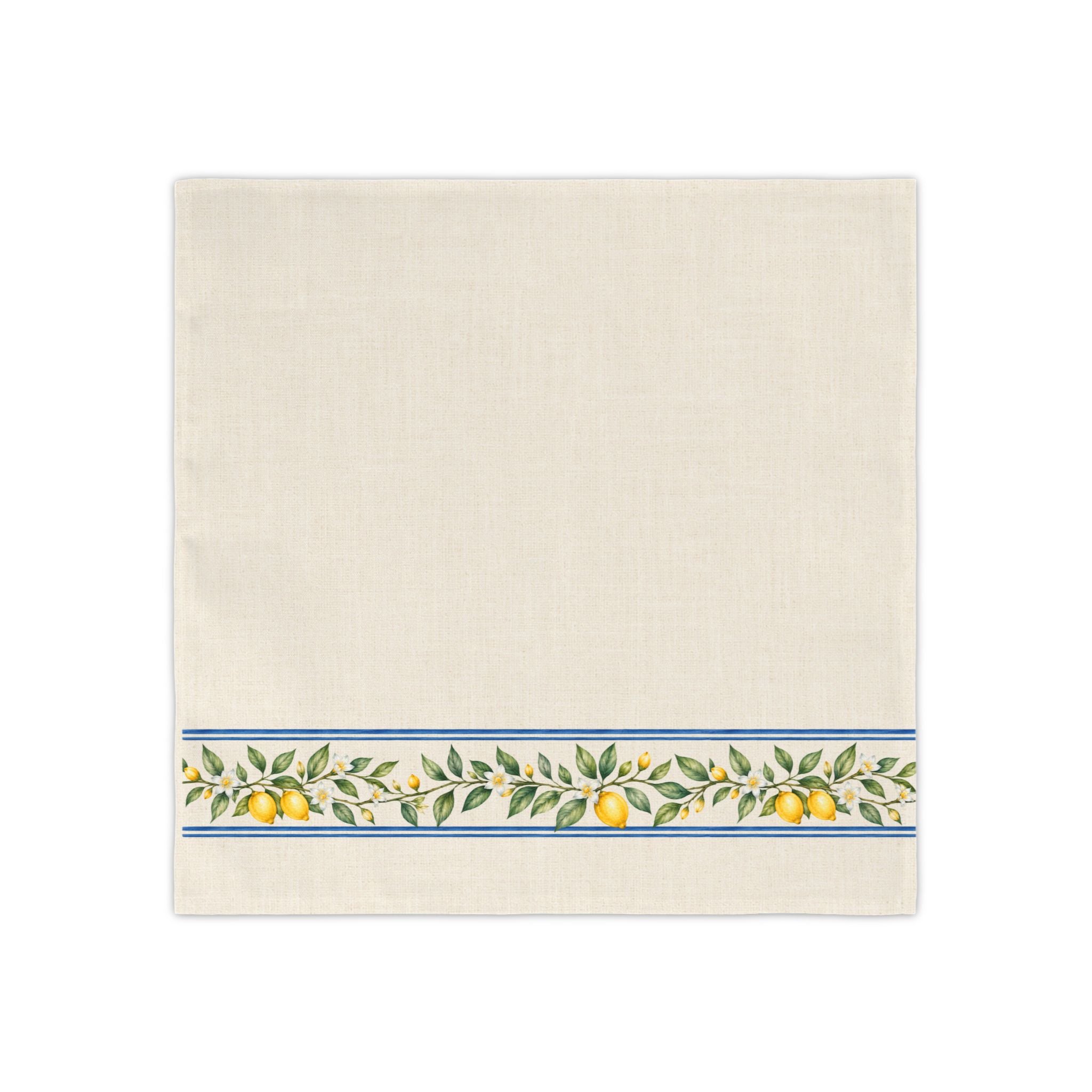 Blue Plaid Lemon Napkin Set of 4, Cotton Cloth Dinner Napkins, Mediterranean Kitchen Table Decor, Summer Dining Linen, Solen