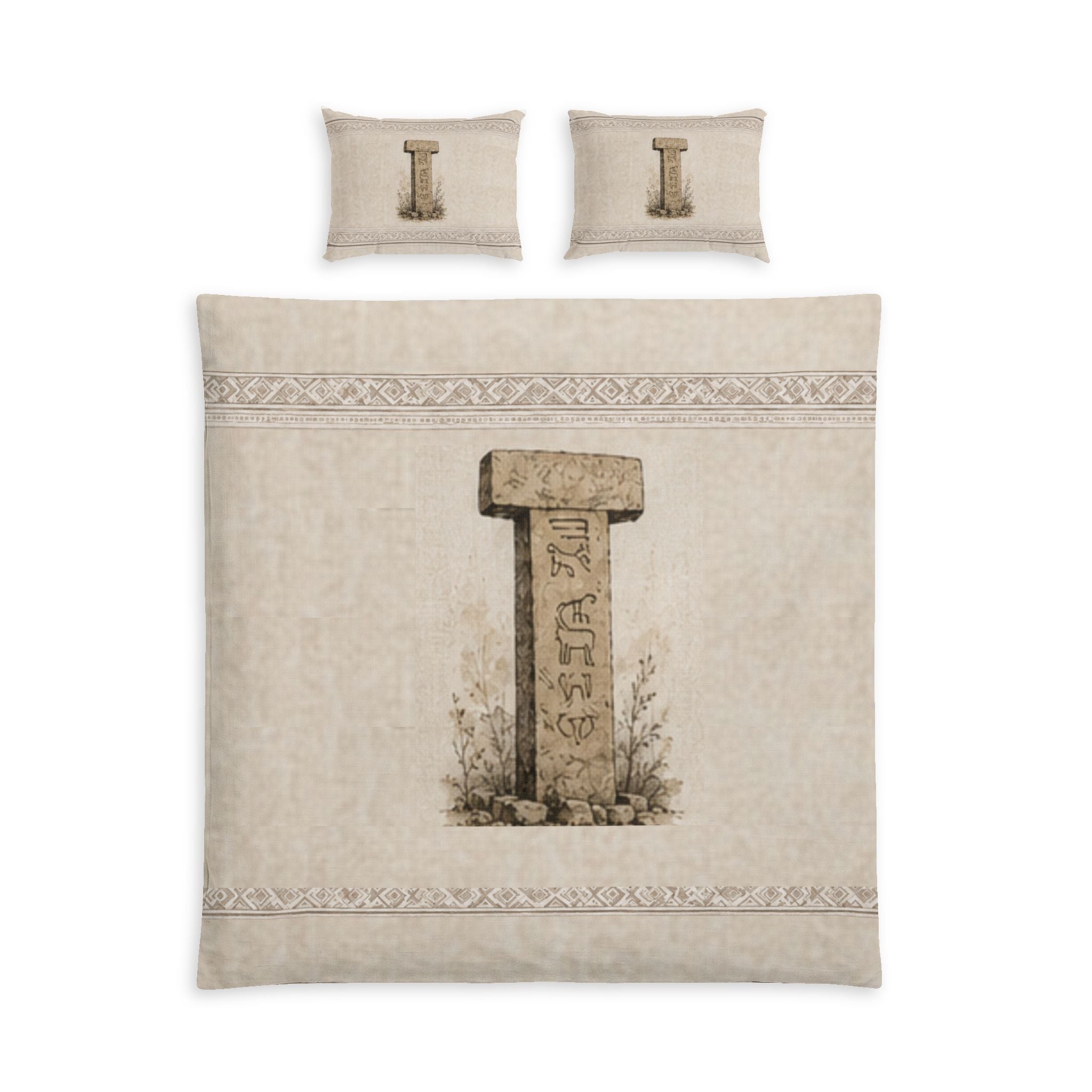Göbeklitepe Scene Duvet Cover Set – Ancient Anatolian Panel Bedding | Solen