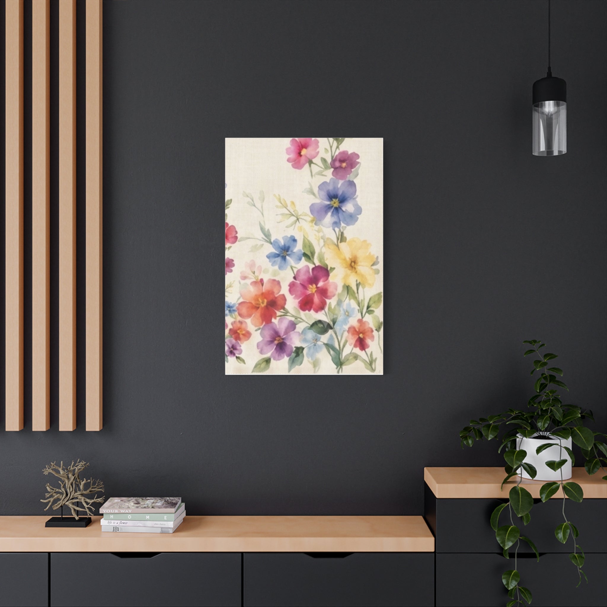Wildflower Days Floral Canvas Wall Art, Watercolor Cottagecore Print, Meadow Flower Bedroom Decor, Botanical Spring Art, Solen
