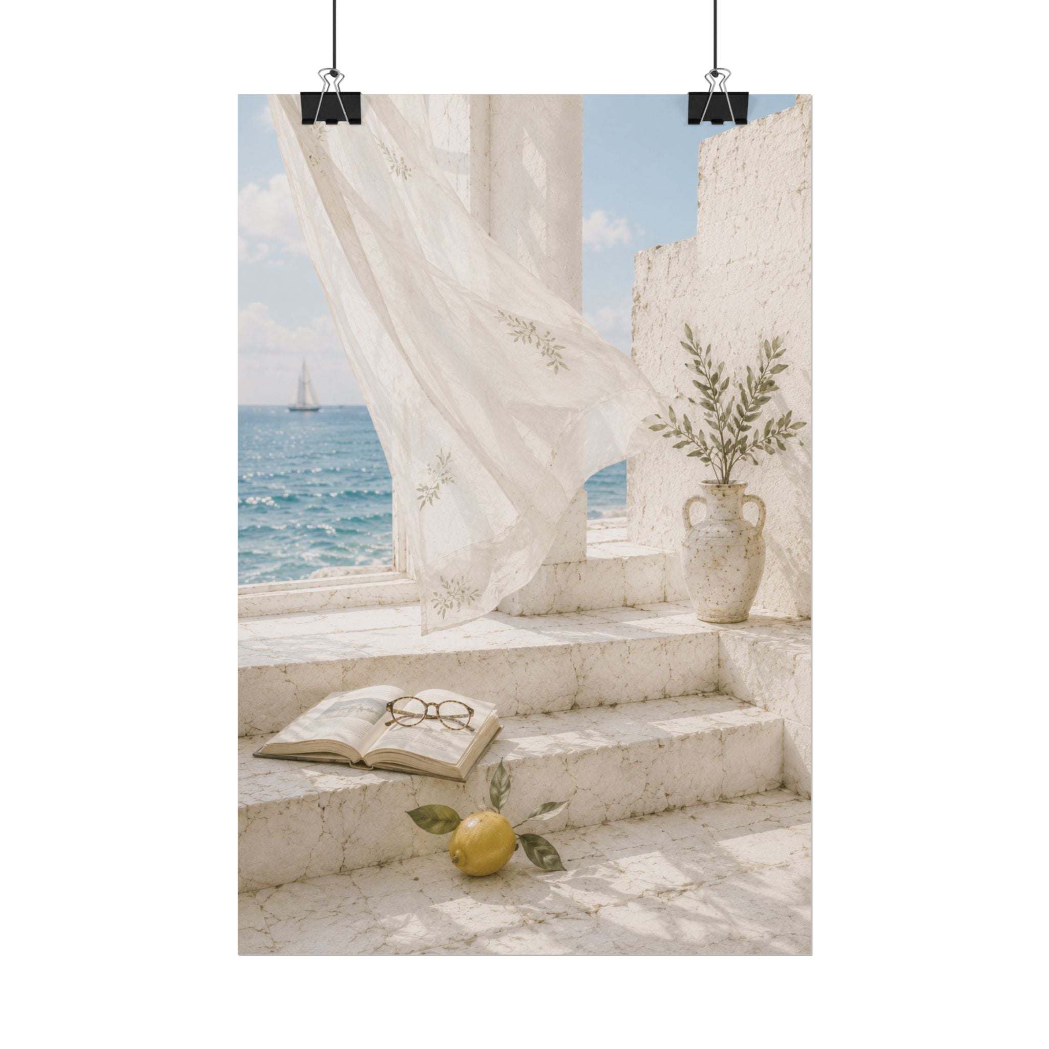 Mediterranean coastal seaside wall art poster