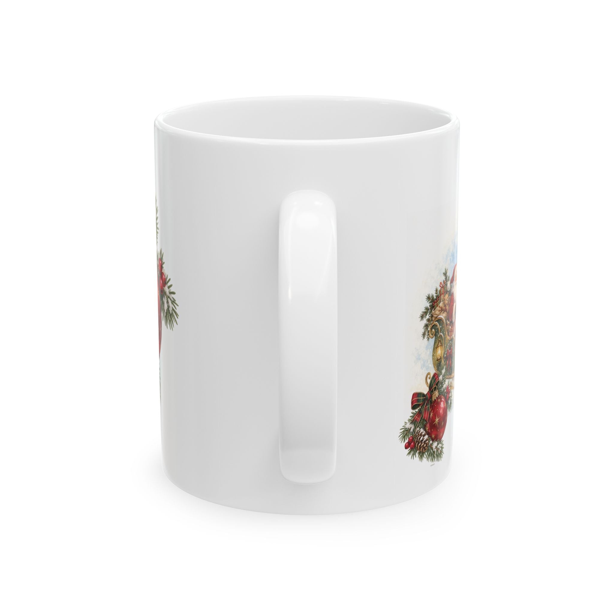 Christmas Reindeer & Wreath Ceramic Mug – Festive Holiday Coffee Cup (11oz, 15oz)