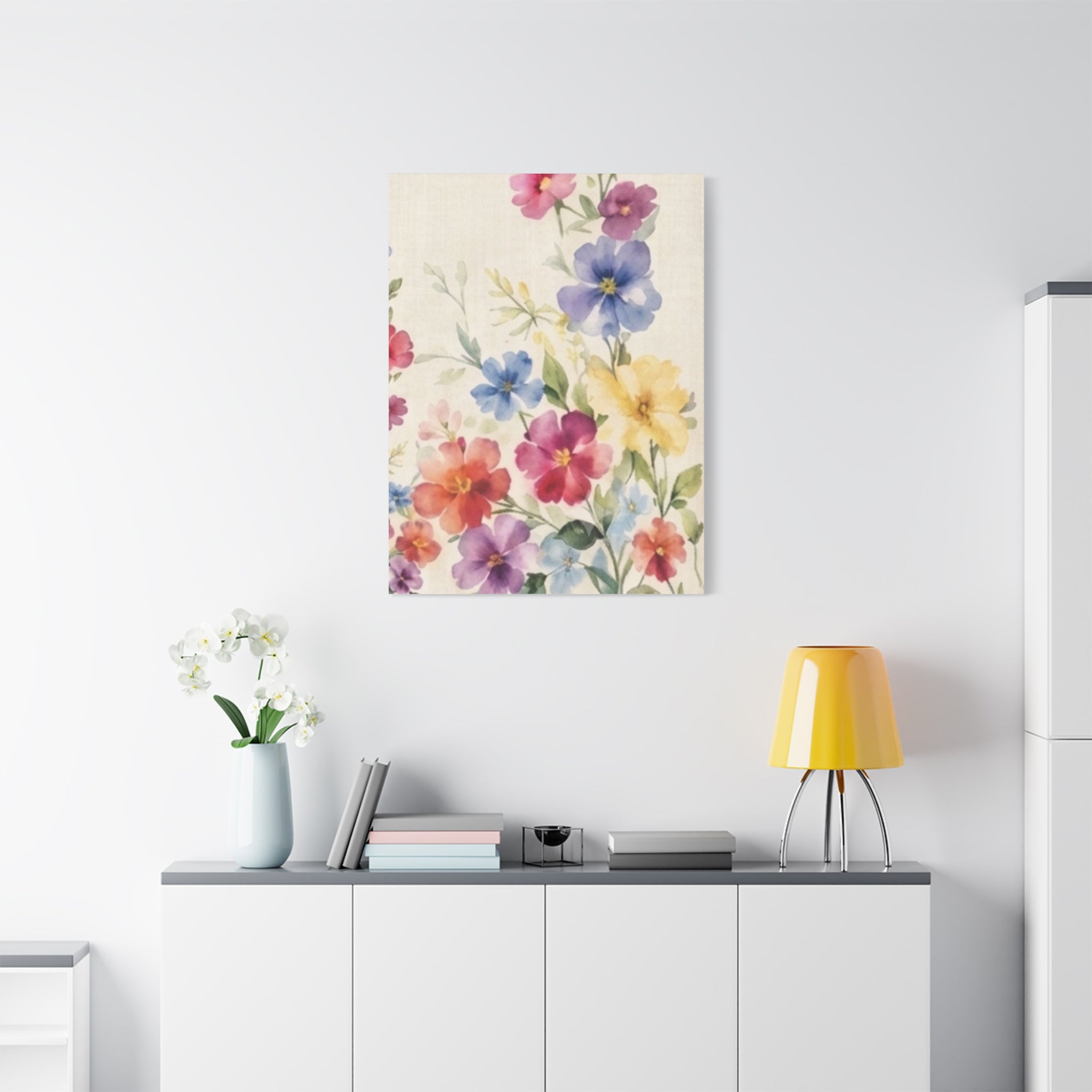 Wildflower Days Floral Canvas Wall Art, Watercolor Cottagecore Print, Meadow Flower Bedroom Decor, Botanical Spring Art, Solen